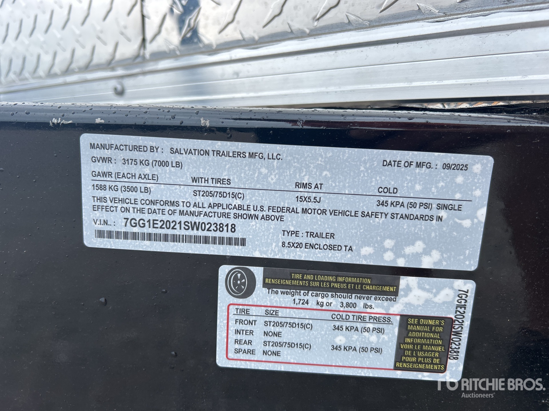 General Appearance with Serial Number / VIN