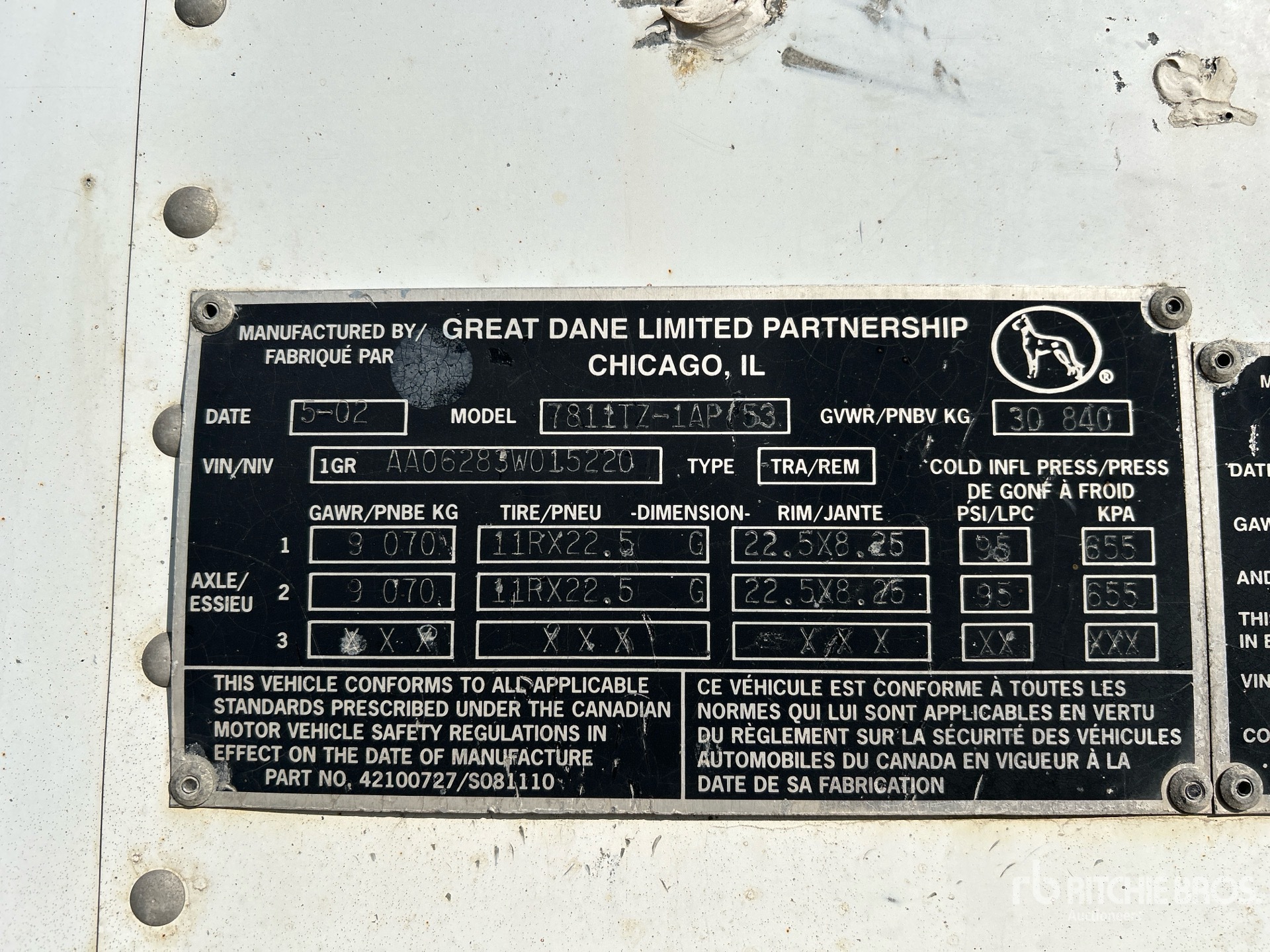 General Appearance with Serial Number / VIN