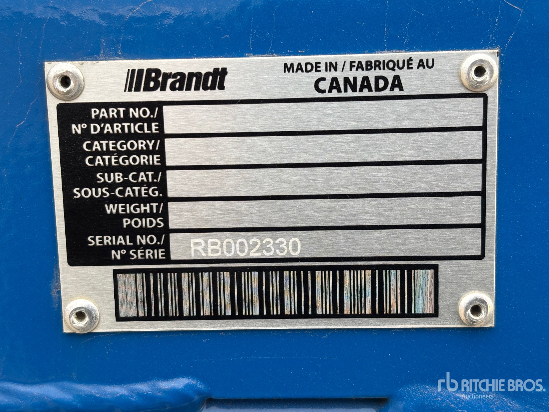 General Appearance with Serial Number / VIN