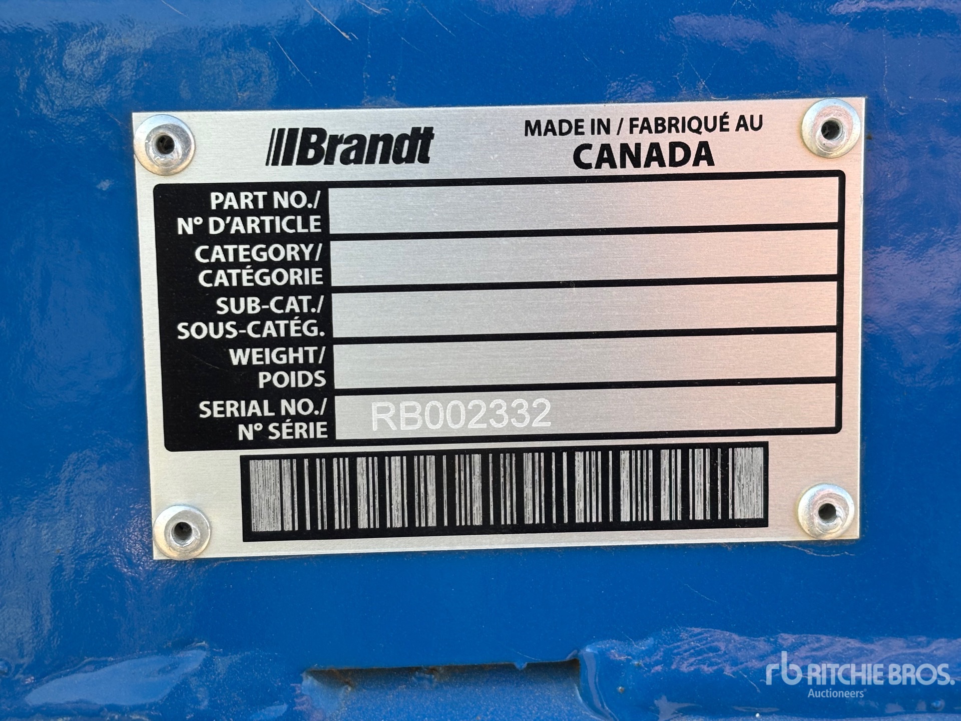 General Appearance with Serial Number / VIN