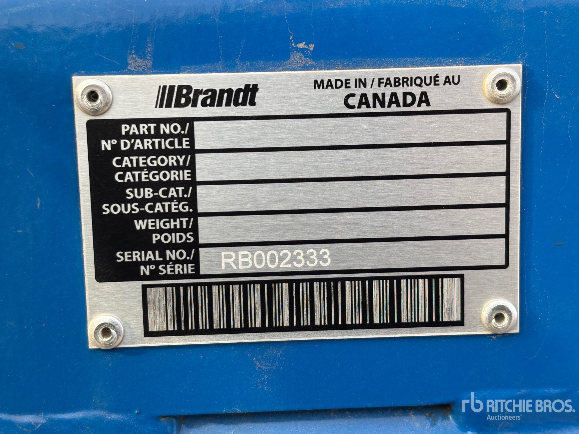 General Appearance with Serial Number / VIN