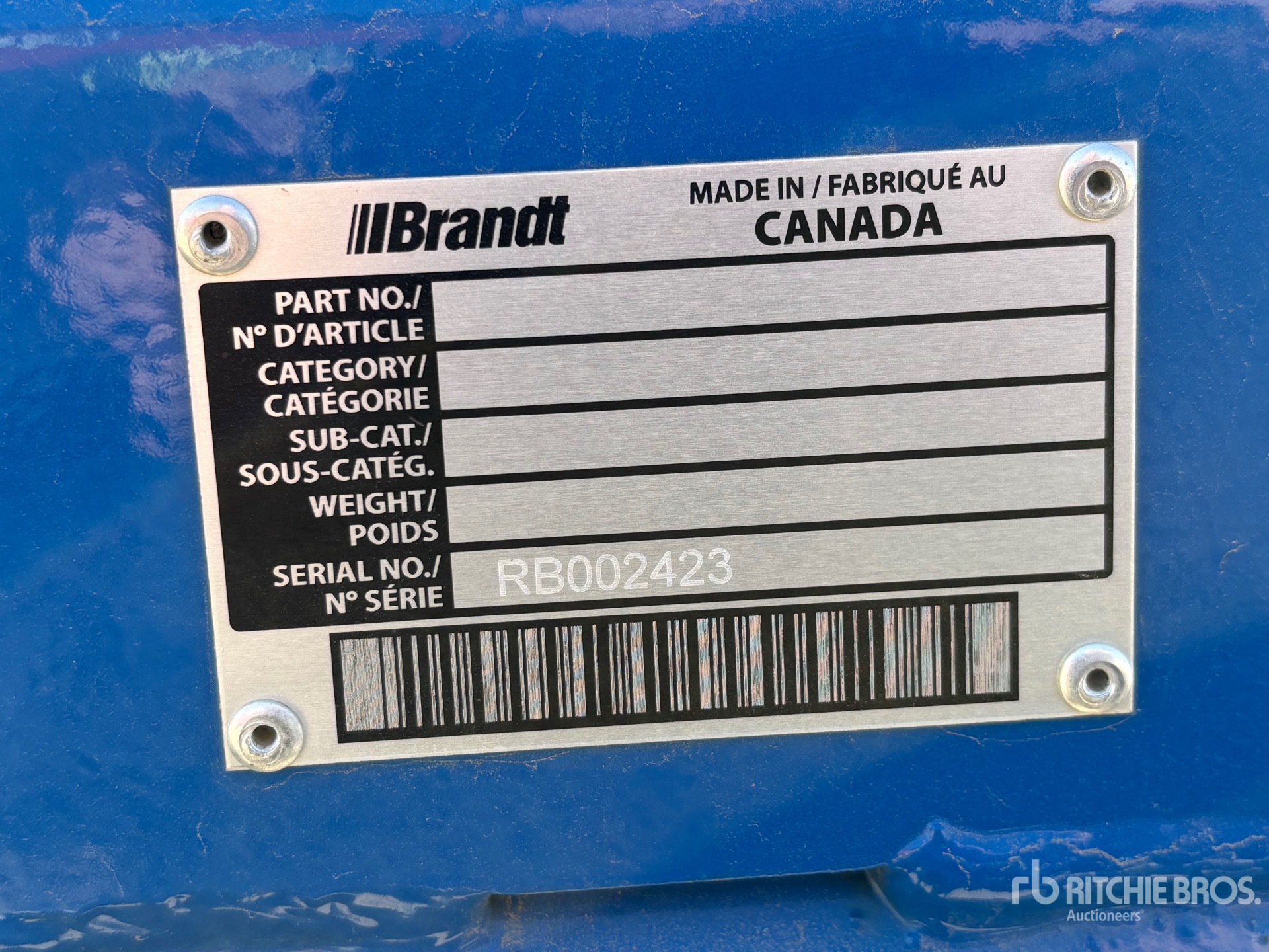General Appearance with Serial Number / VIN