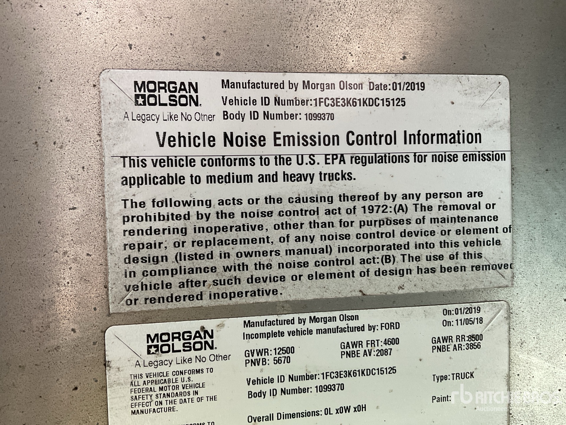 General Appearance with Serial Number / VIN