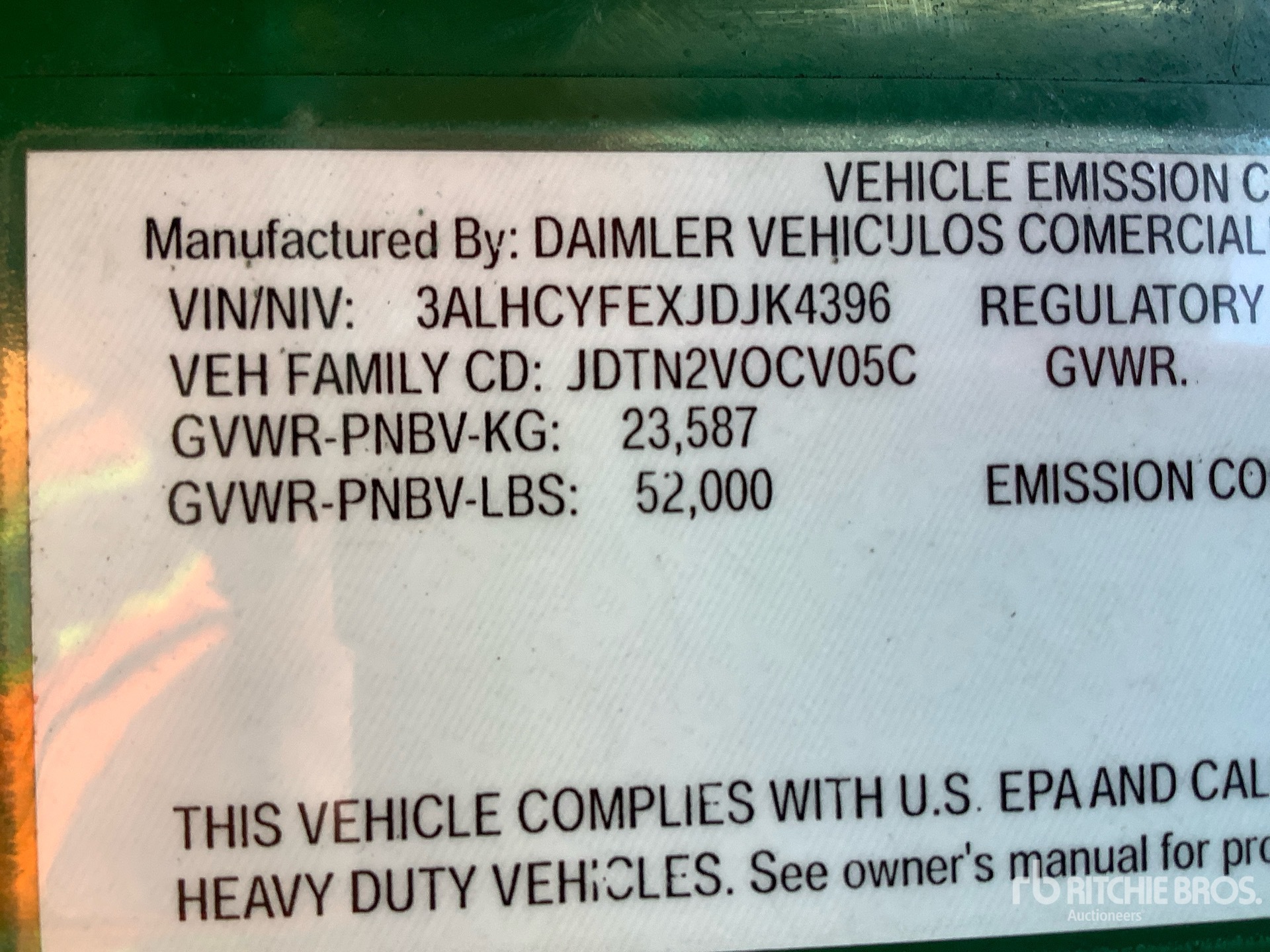 General Appearance with Serial Number / VIN