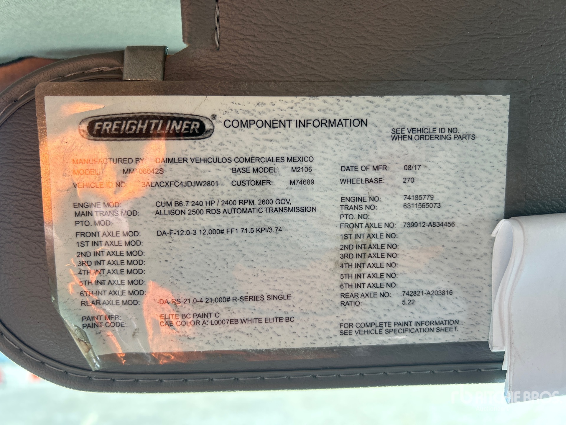 General Appearance with Serial Number / VIN
