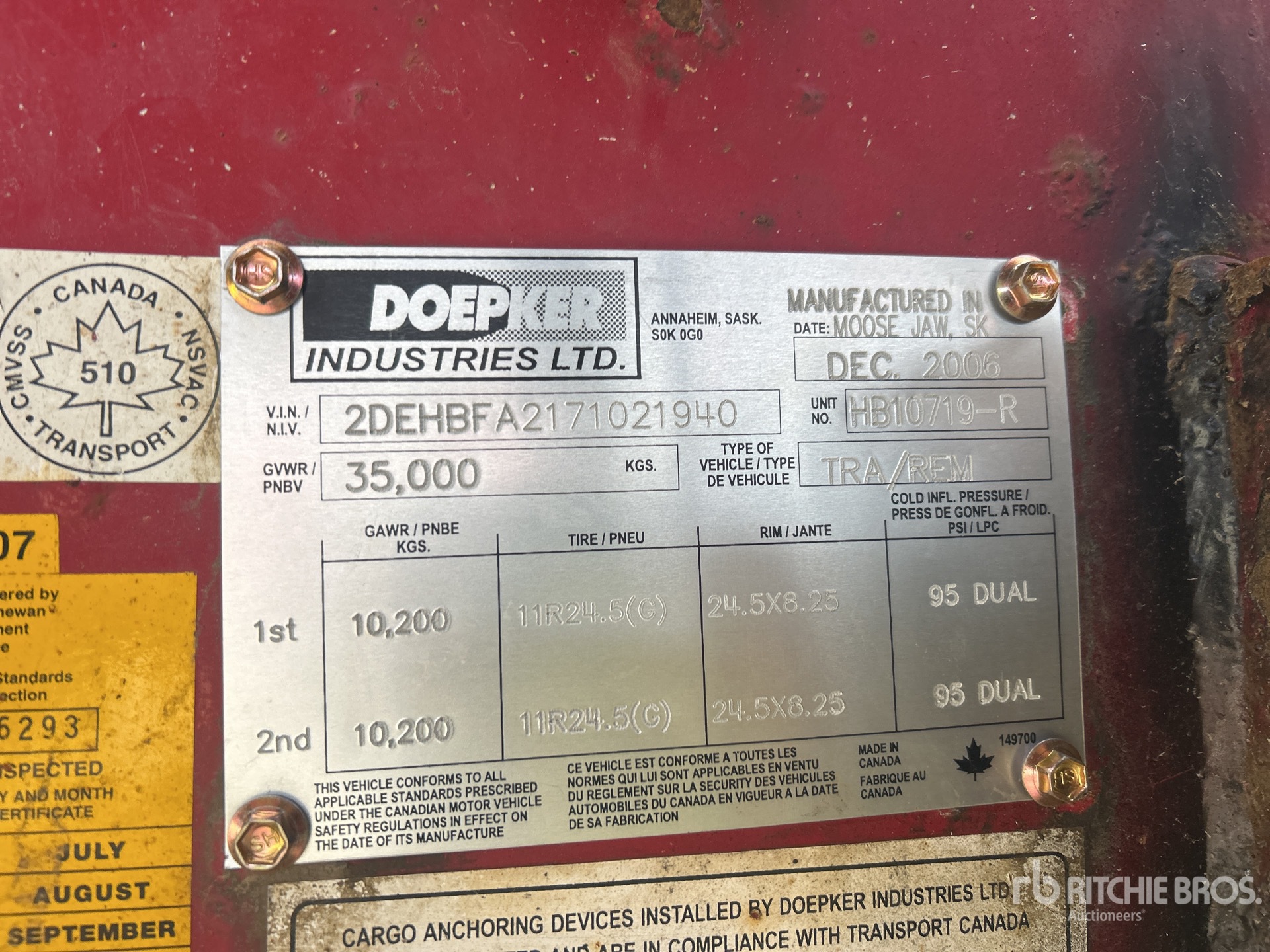 General Appearance with N.º de serie/VIN