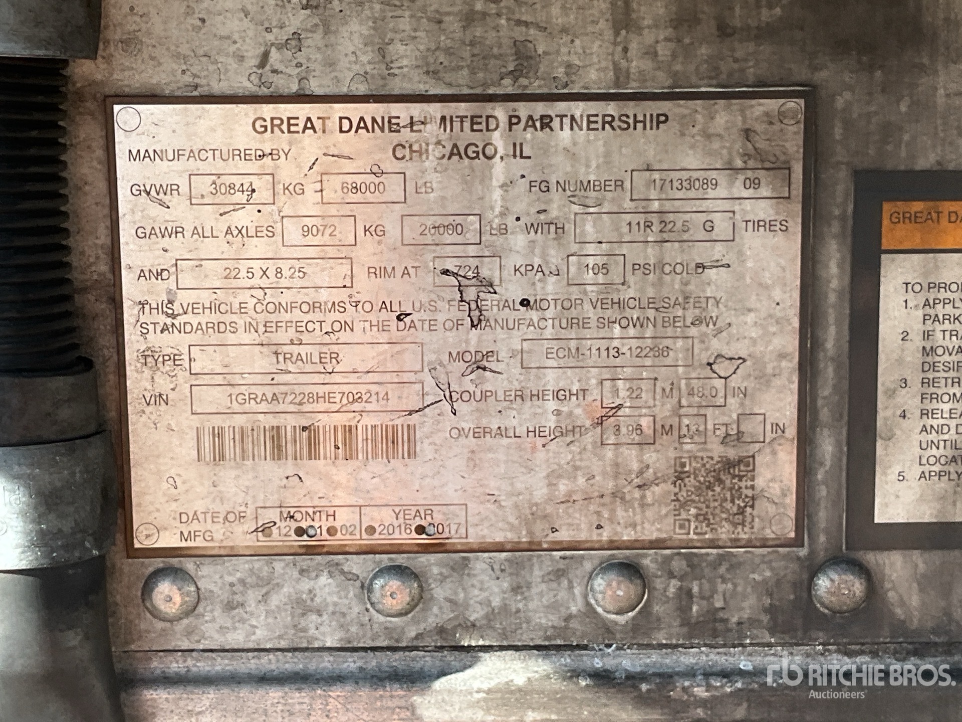 General Appearance with Serial Number / VIN