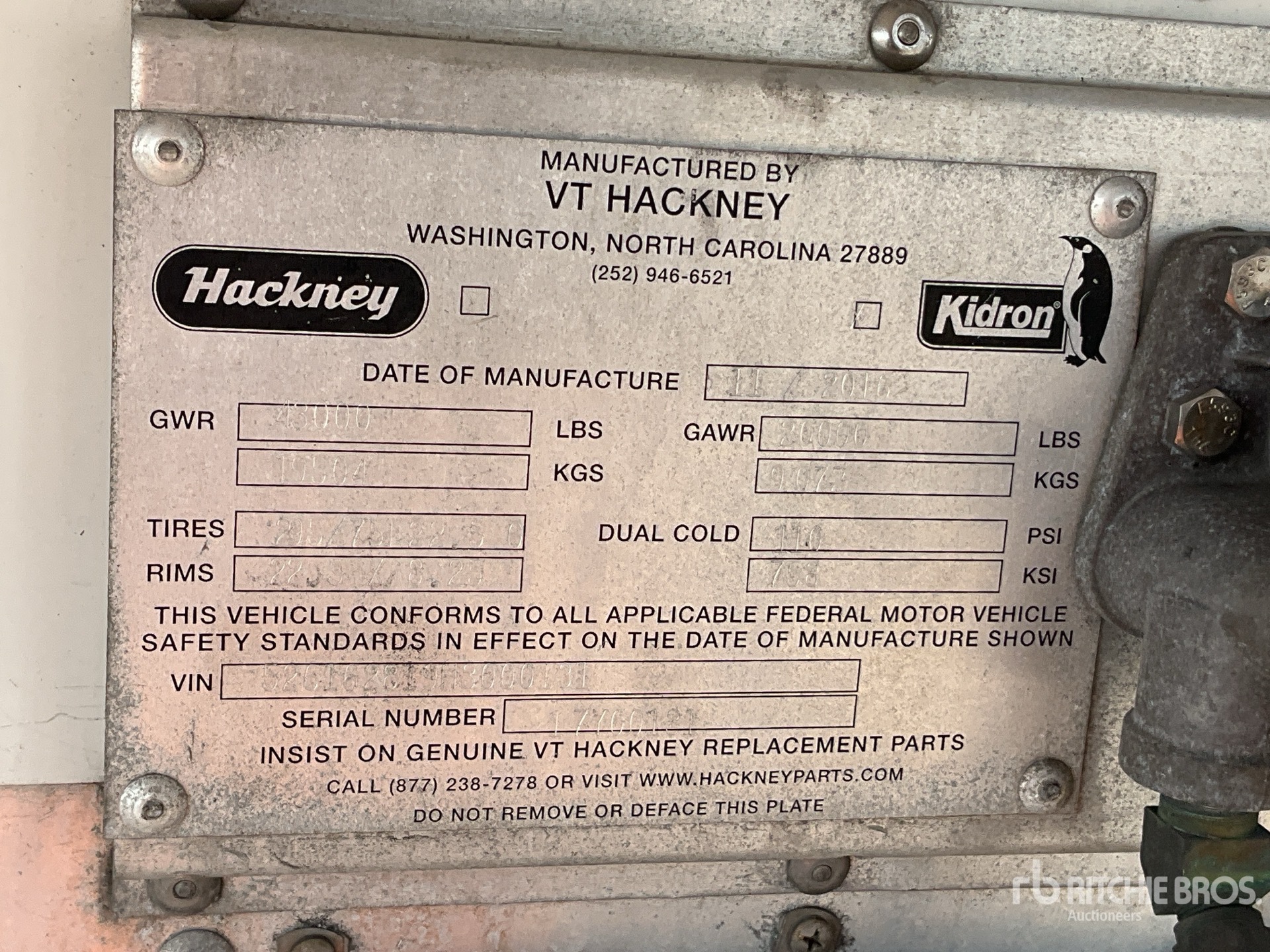 General Appearance with Serial Number / VIN