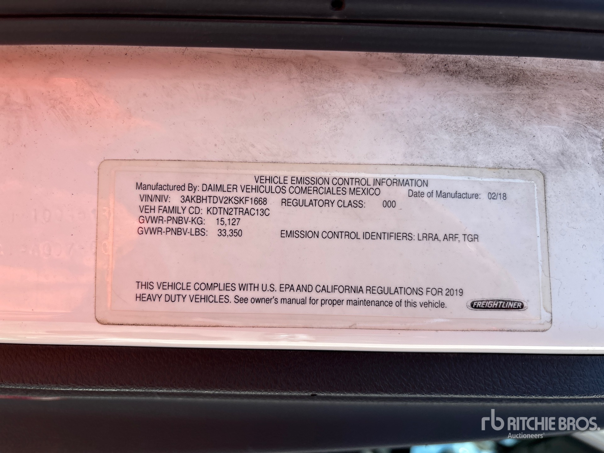 General Appearance with Serial Number / VIN