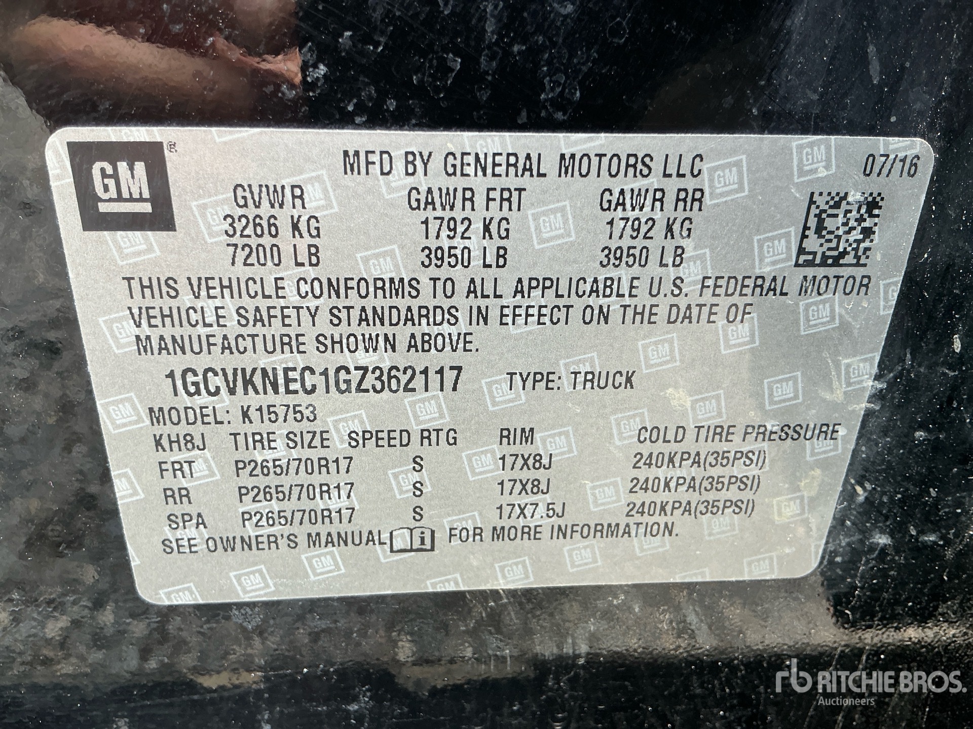 General Appearance with Serial Number / VIN