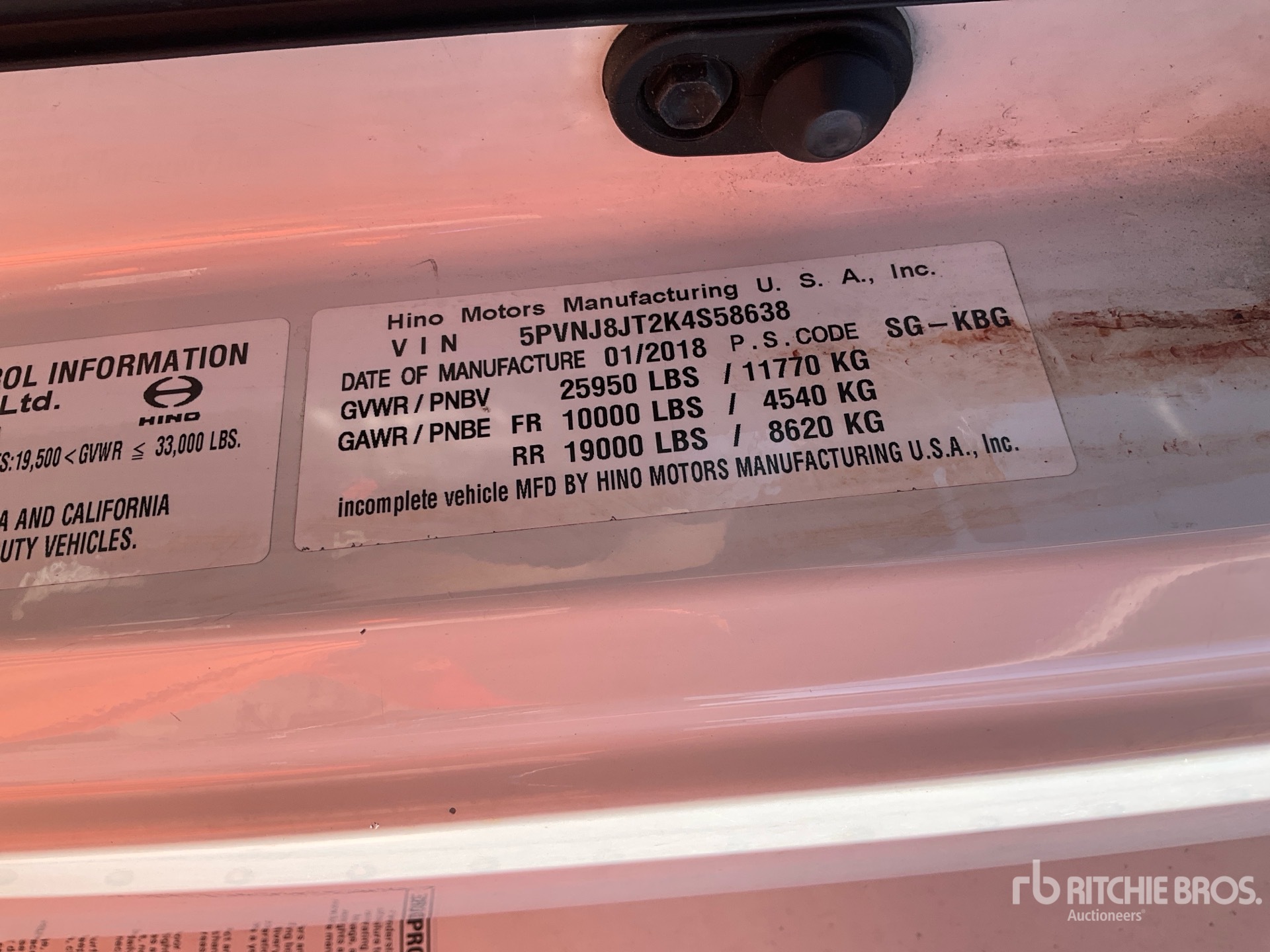 General Appearance with Serial Number / VIN