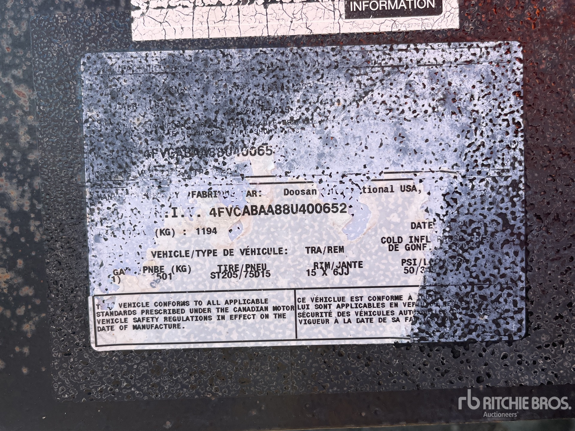 General Appearance with Serial Number / VIN