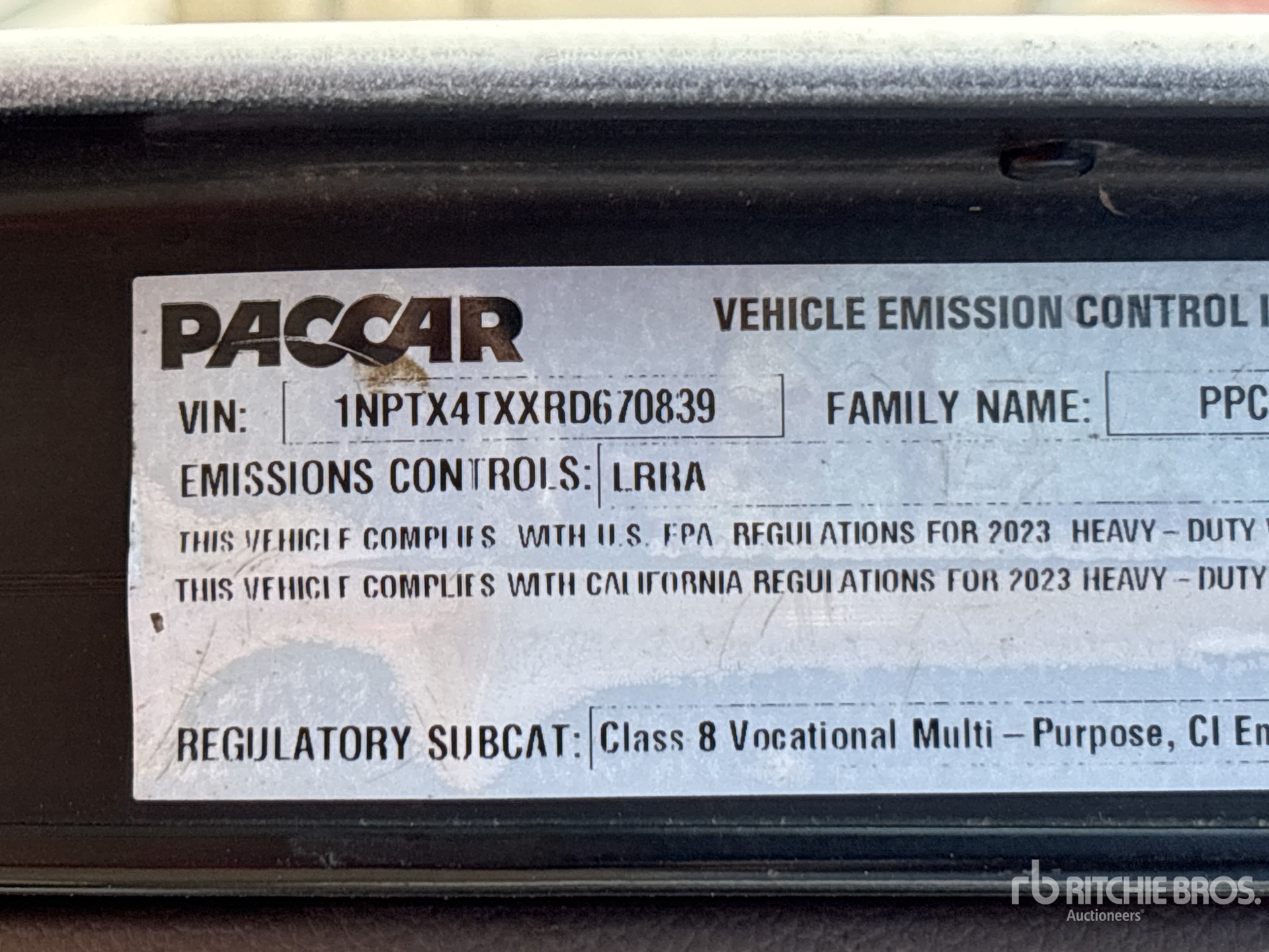General Appearance with Serial Number / VIN