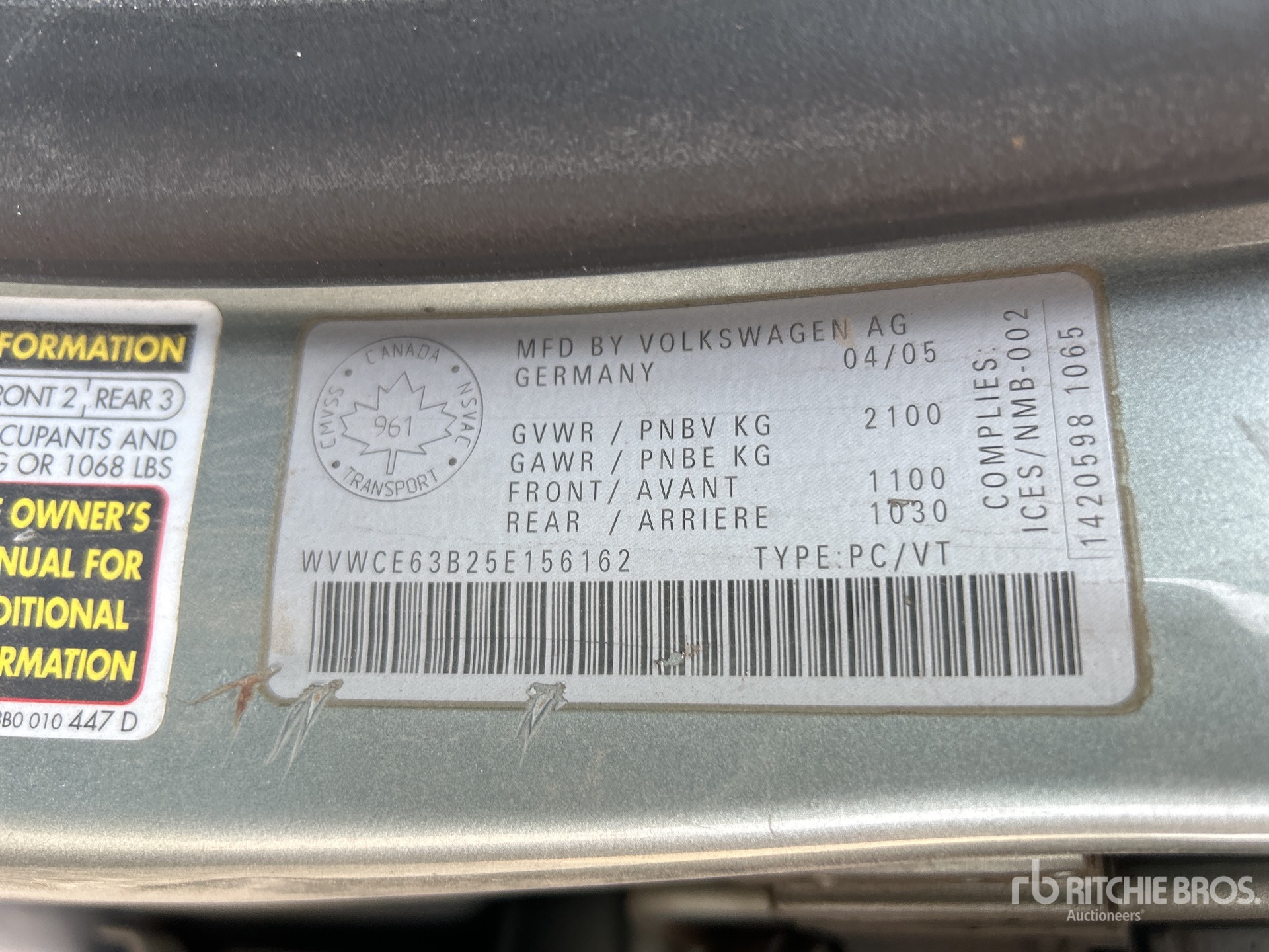 General Appearance with Serial Number / VIN
