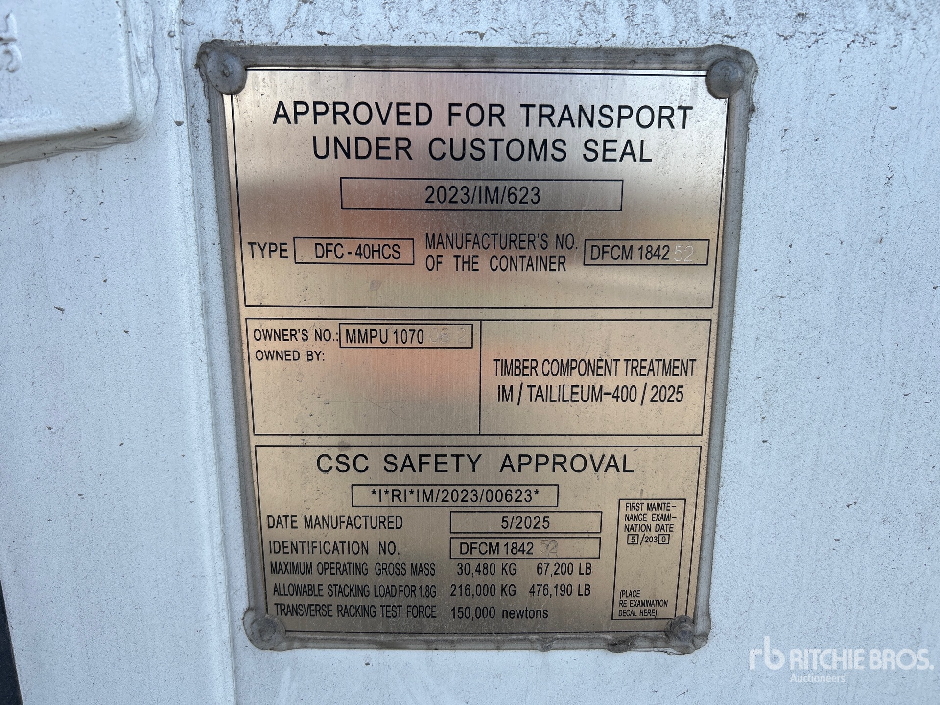General Appearance with Serial Number / VIN