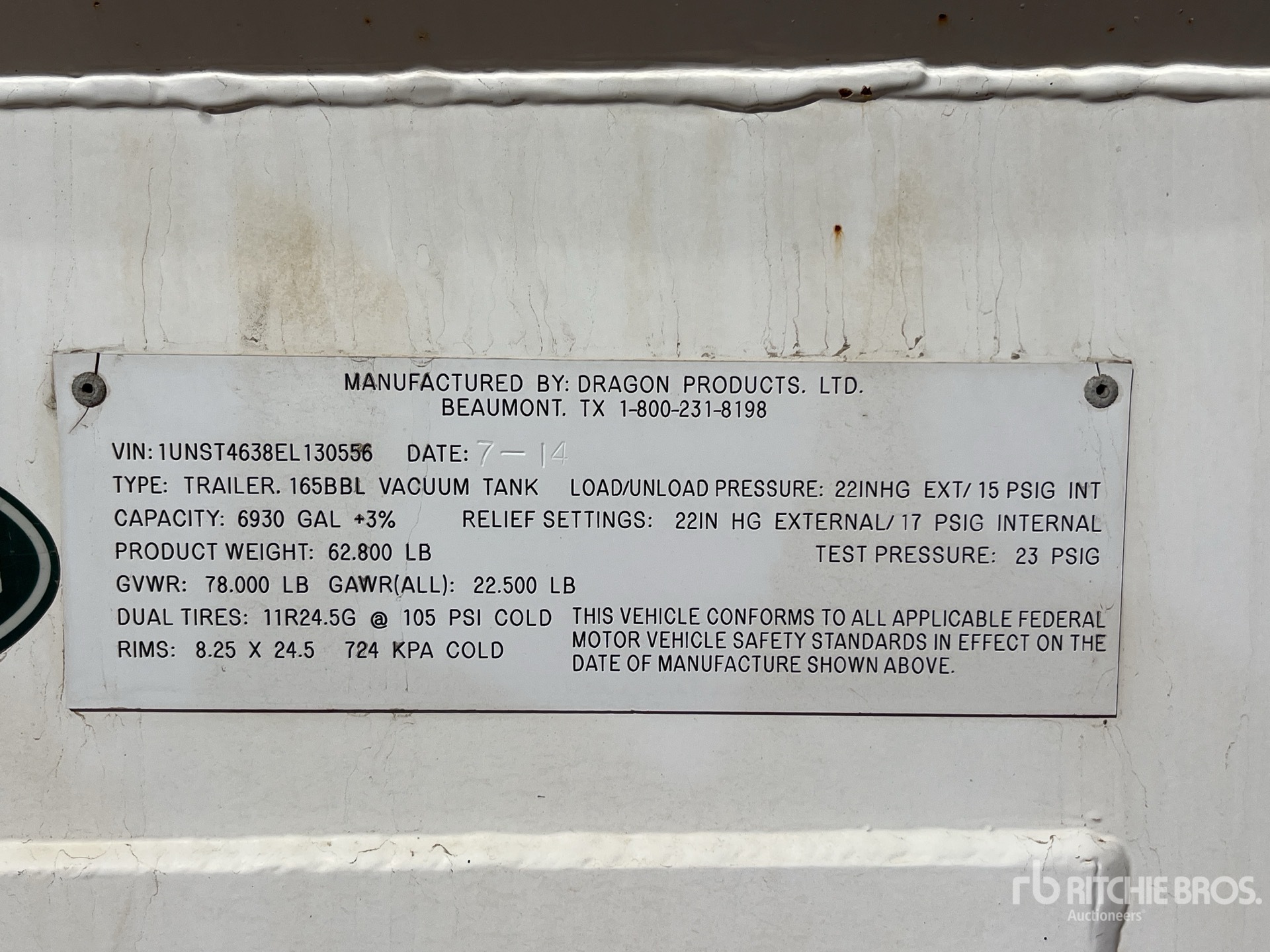 General Appearance with Serial Number / VIN