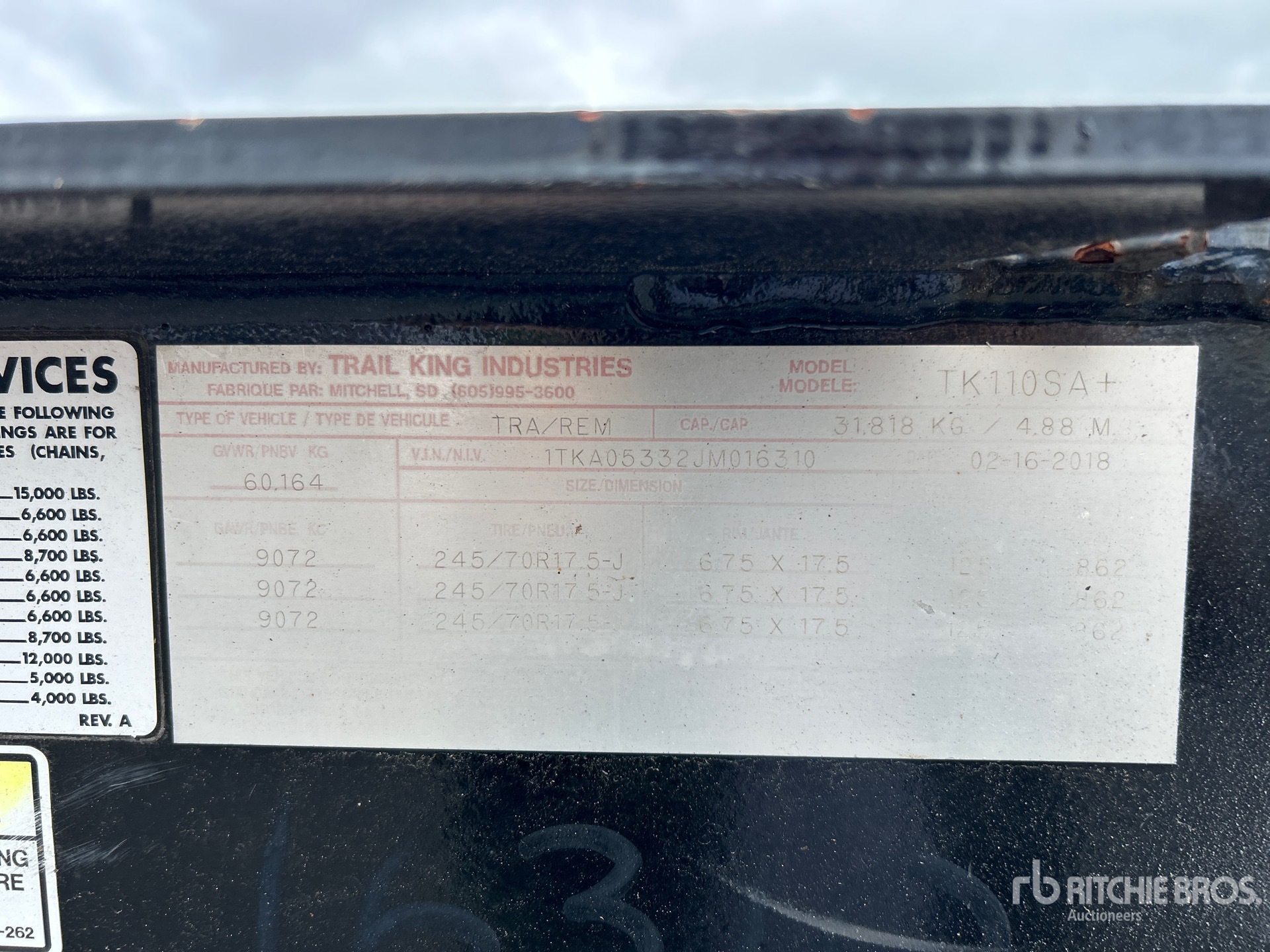 General Appearance with Serial Number / VIN
