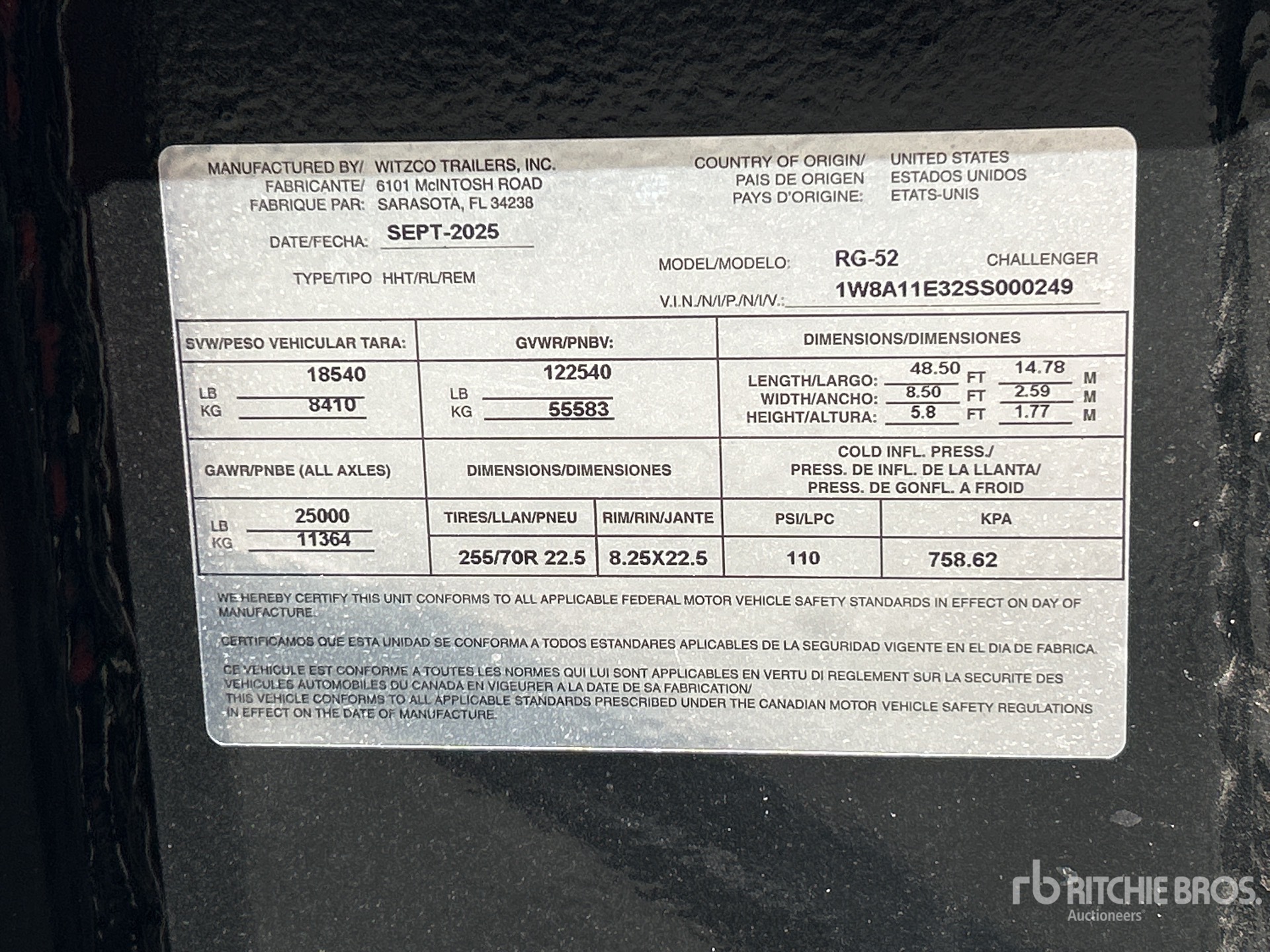 General Appearance with Serial Number / VIN