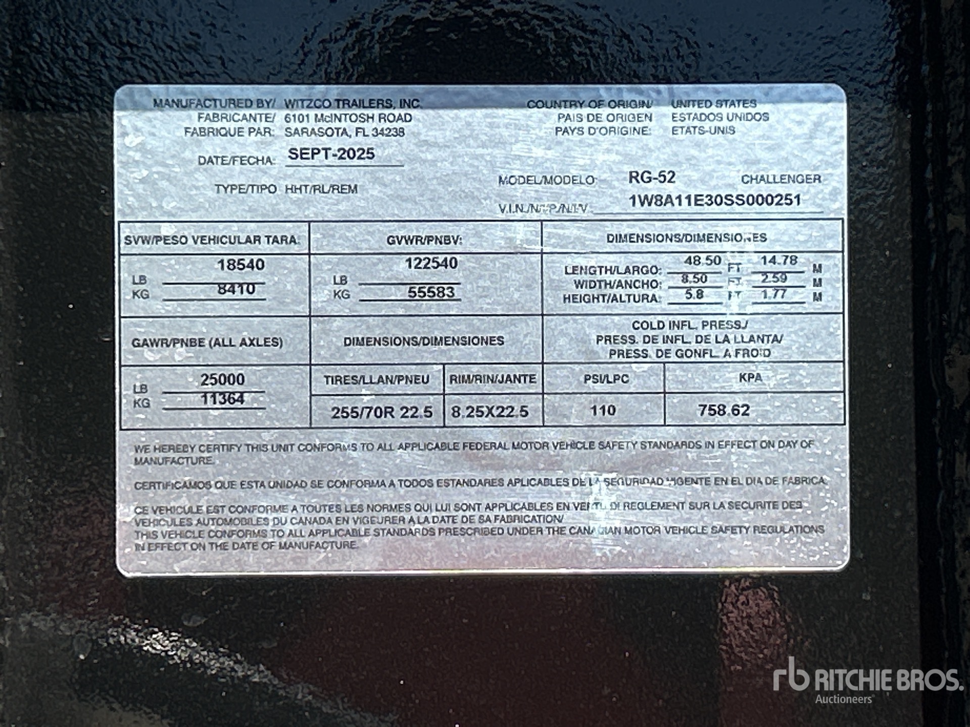 General Appearance with Serial Number / VIN