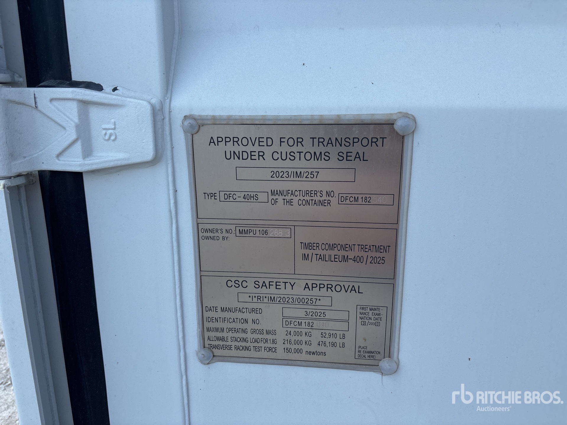 General Appearance with Serial Number / VIN