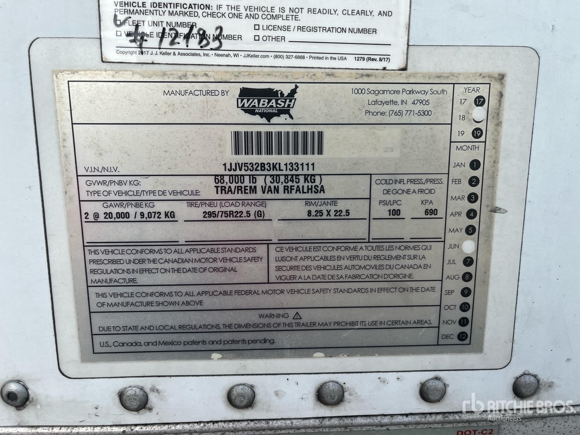 General Appearance with Serial Number / VIN