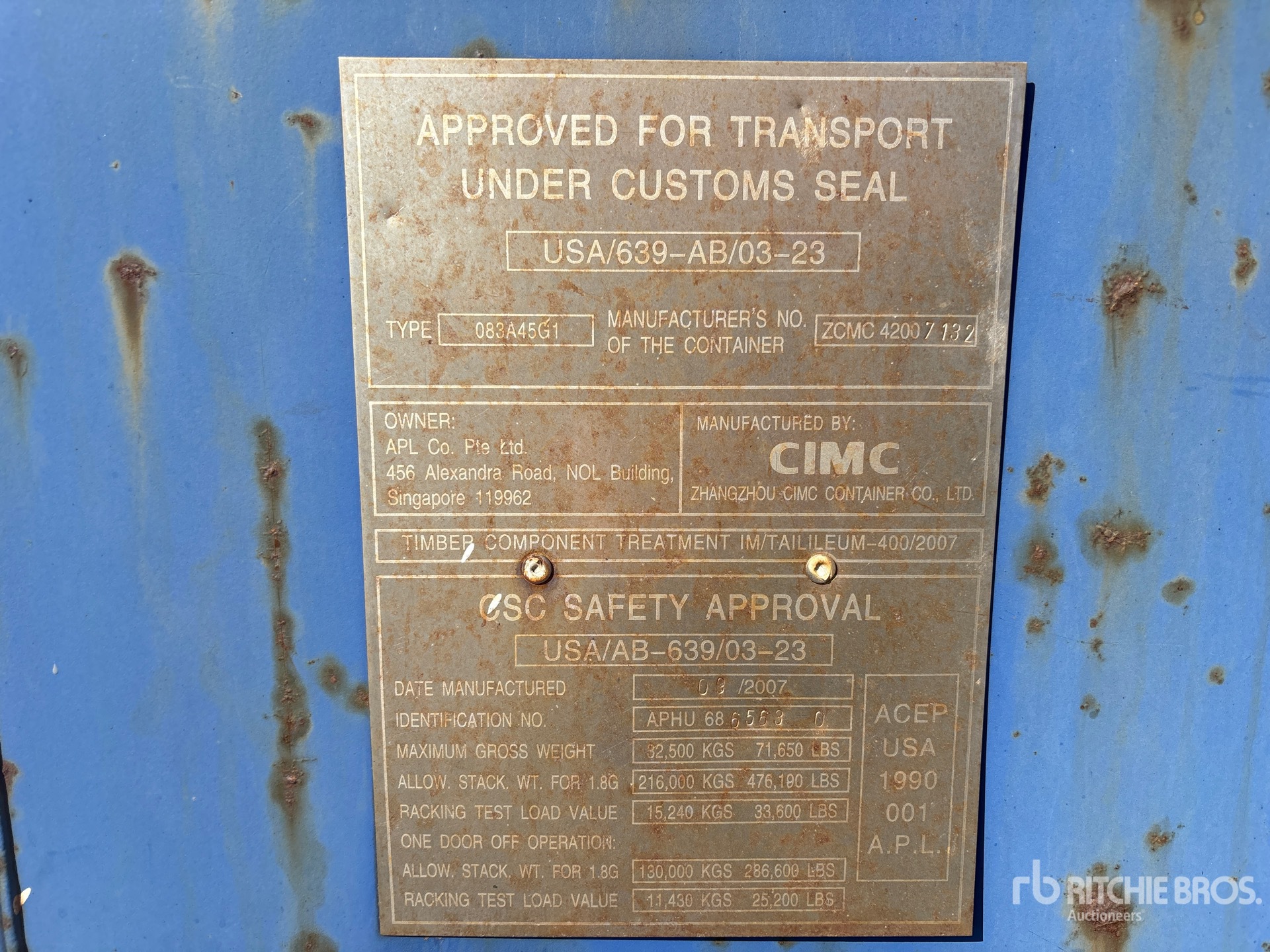 General Appearance with Serial Number / VIN