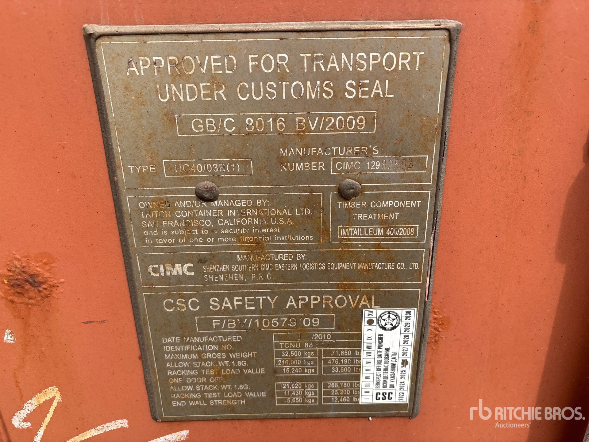 General Appearance with Serial Number / VIN