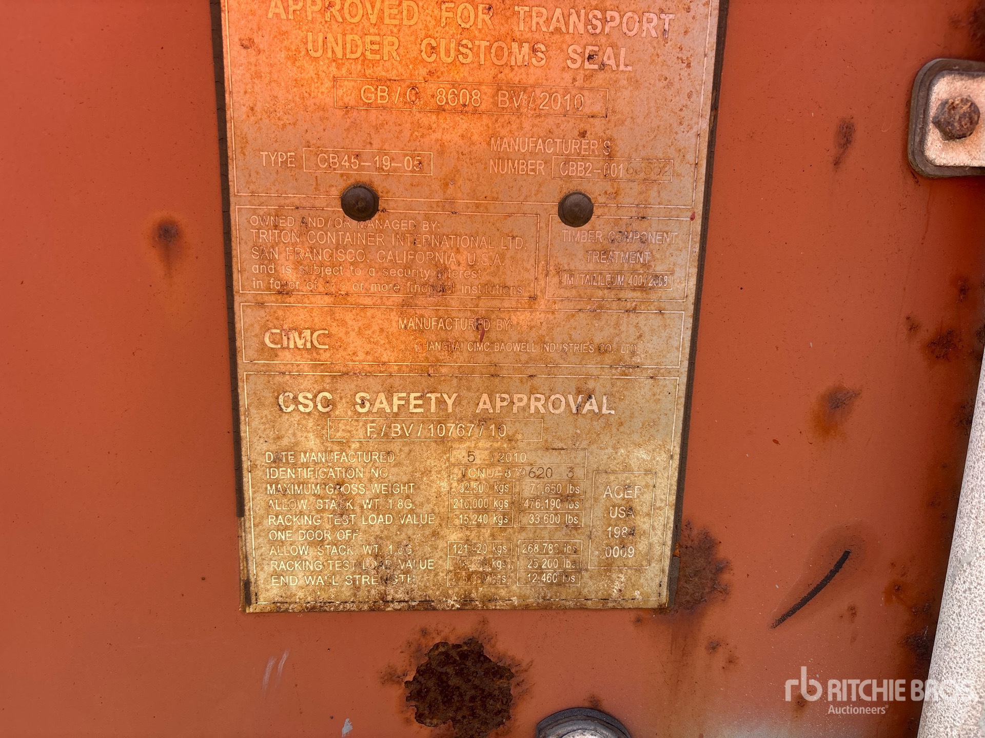 General Appearance with Serial Number / VIN