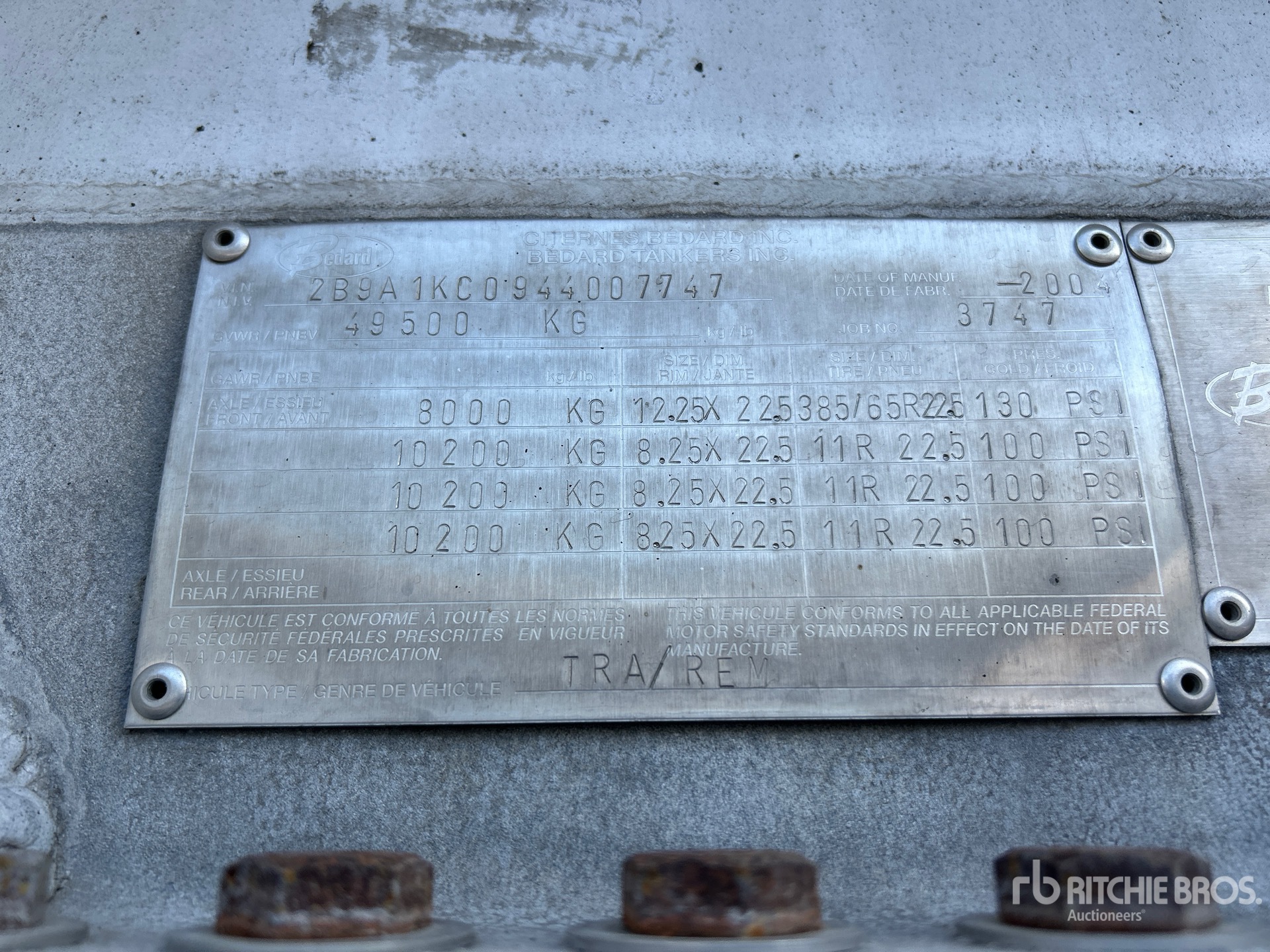 General Appearance with Serial Number / VIN