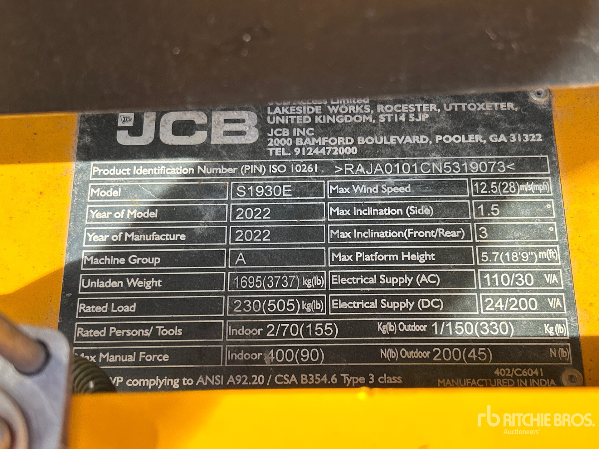 General Appearance with Serial Number / VIN