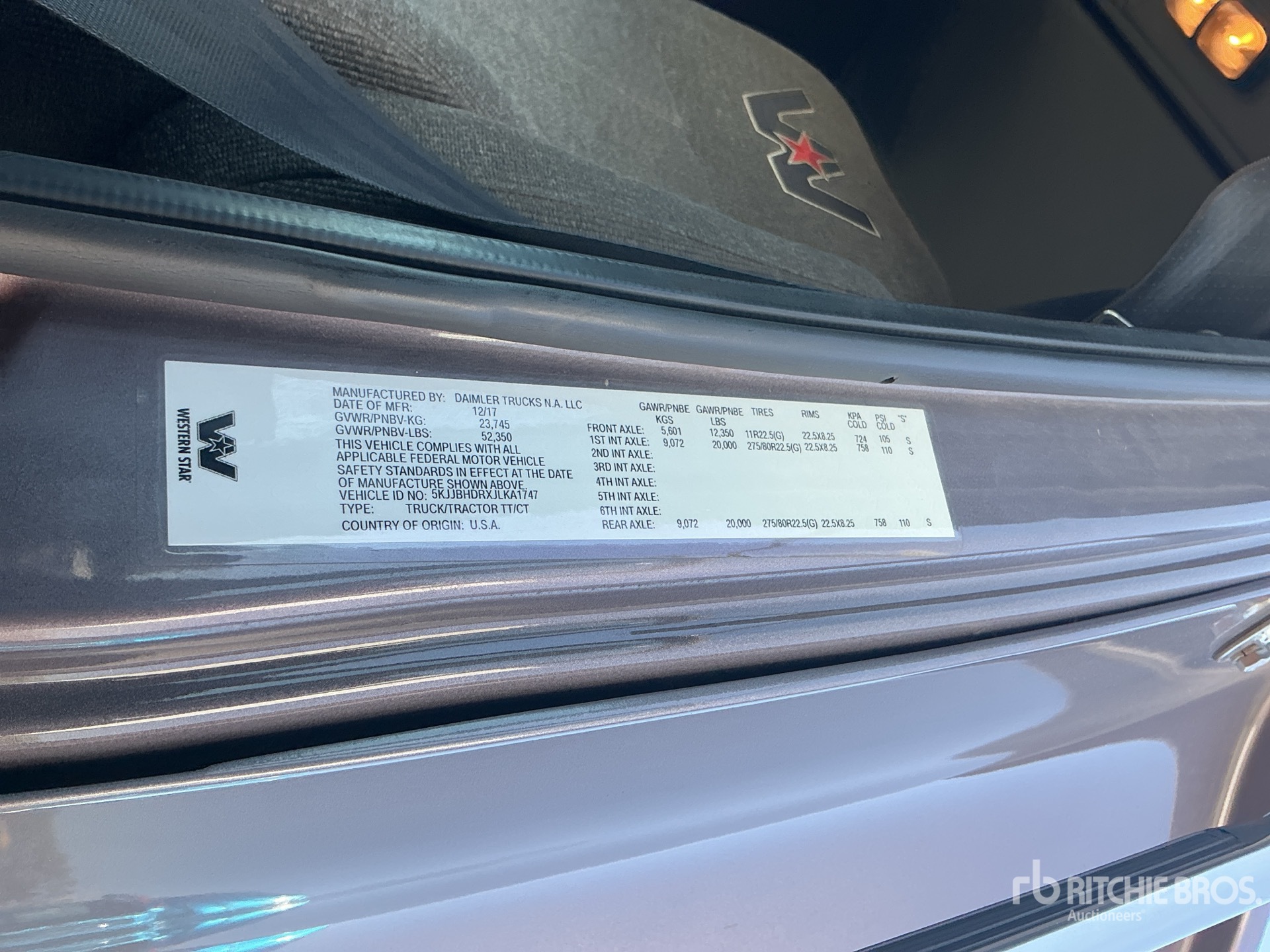 General Appearance with Serial Number / VIN