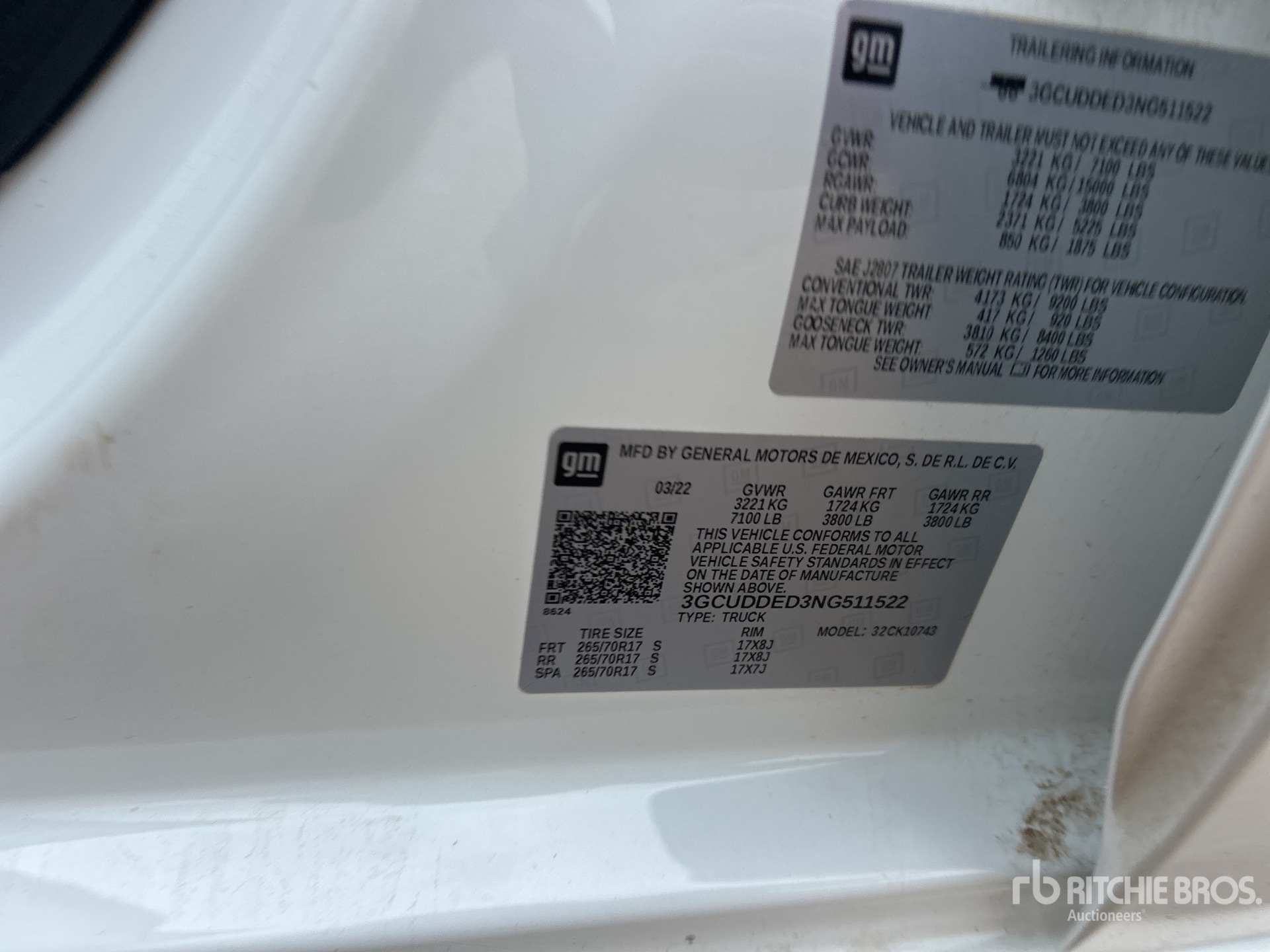 General Appearance with Serial Number / VIN