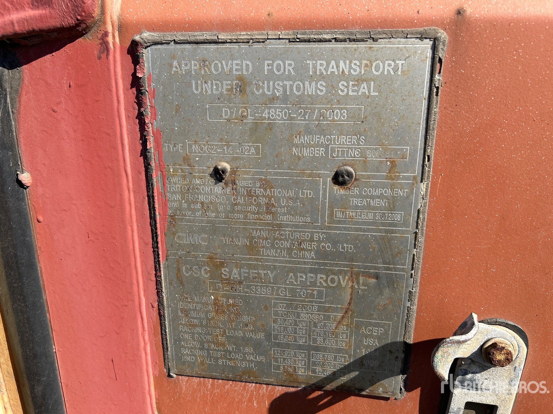 General Appearance with Serial Number / VIN