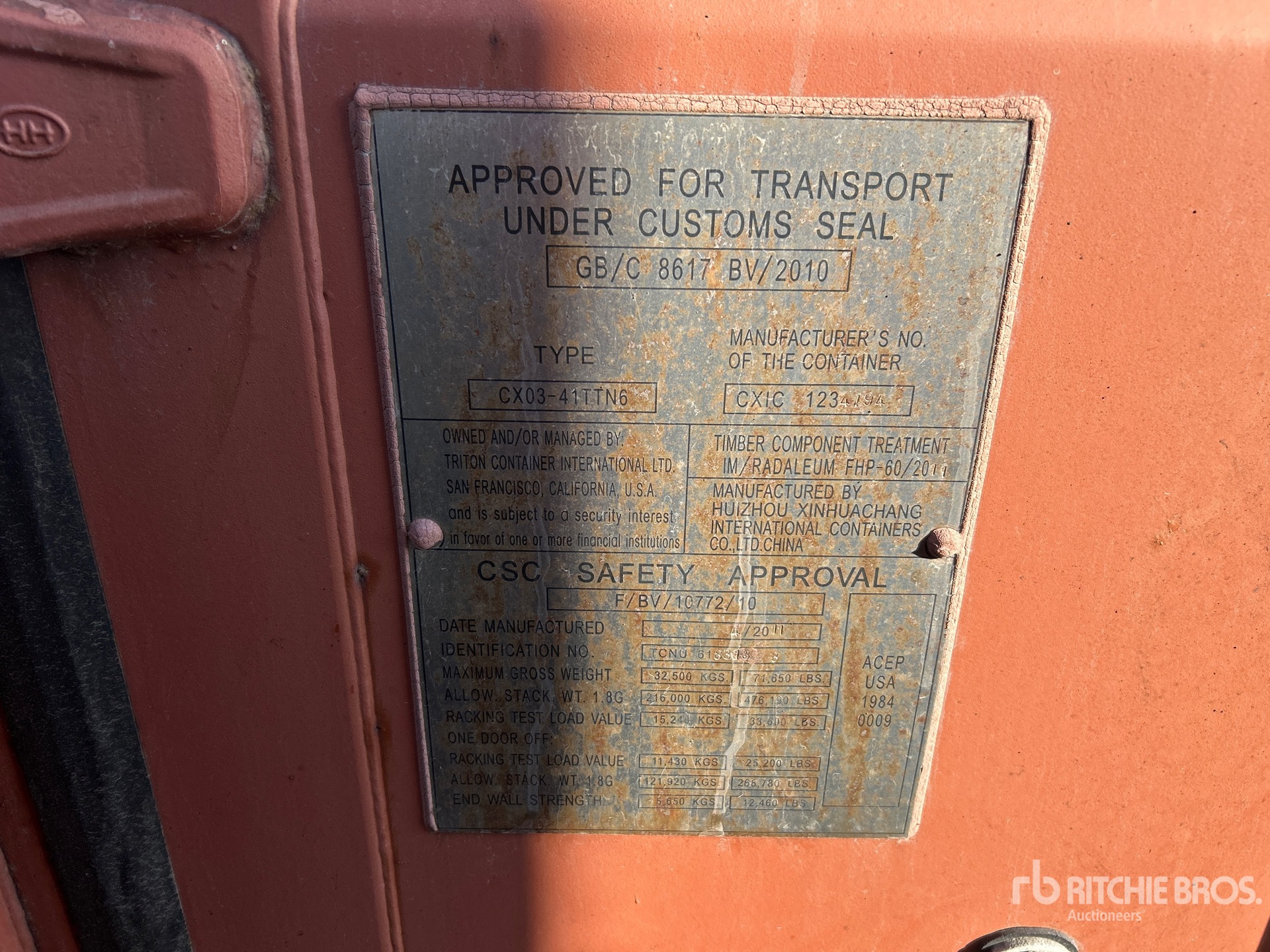 General Appearance with Serial Number / VIN