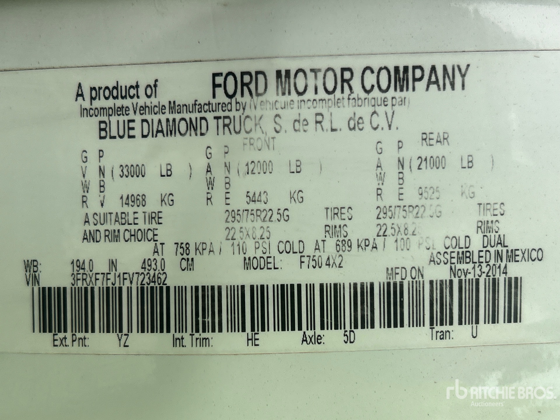 General Appearance with Serial Number / VIN