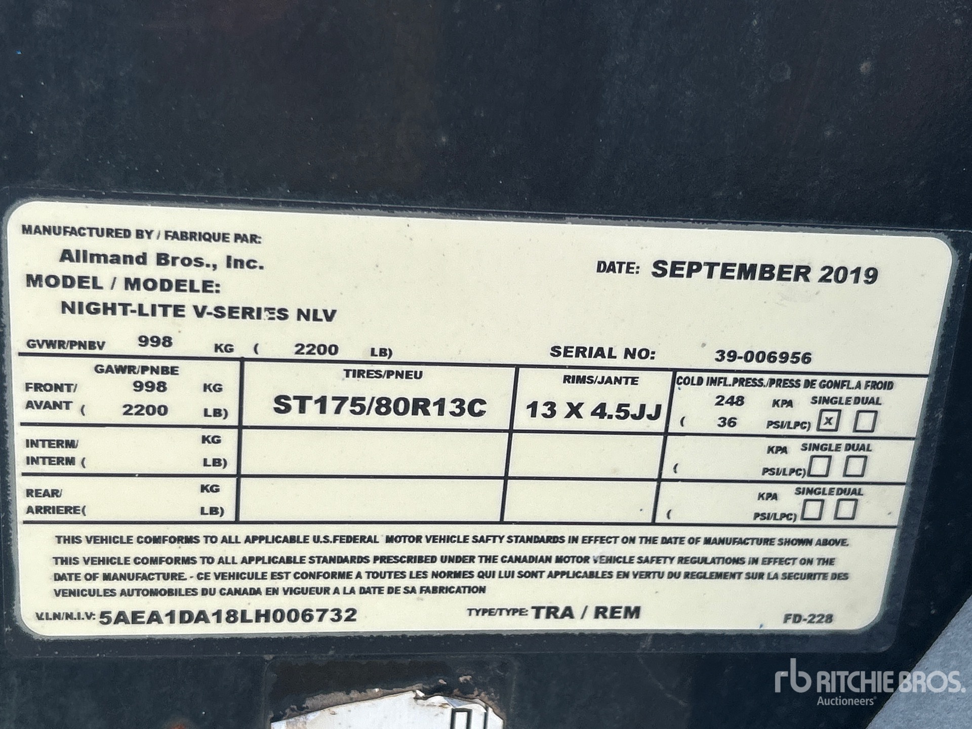 General Appearance with Serial Number / VIN