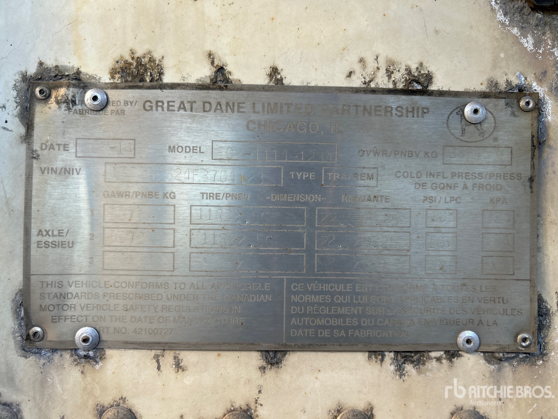 General Appearance with Serial Number / VIN