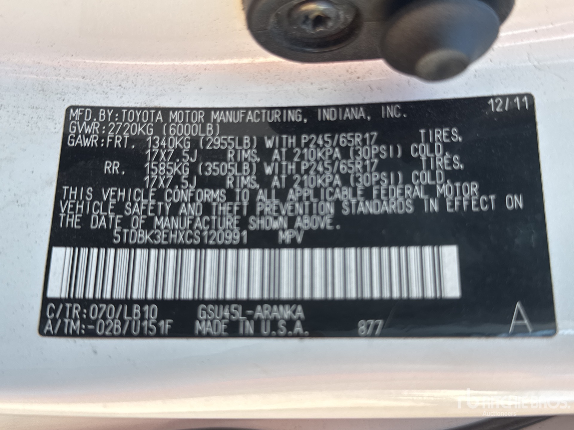 General Appearance with Serial Number / VIN