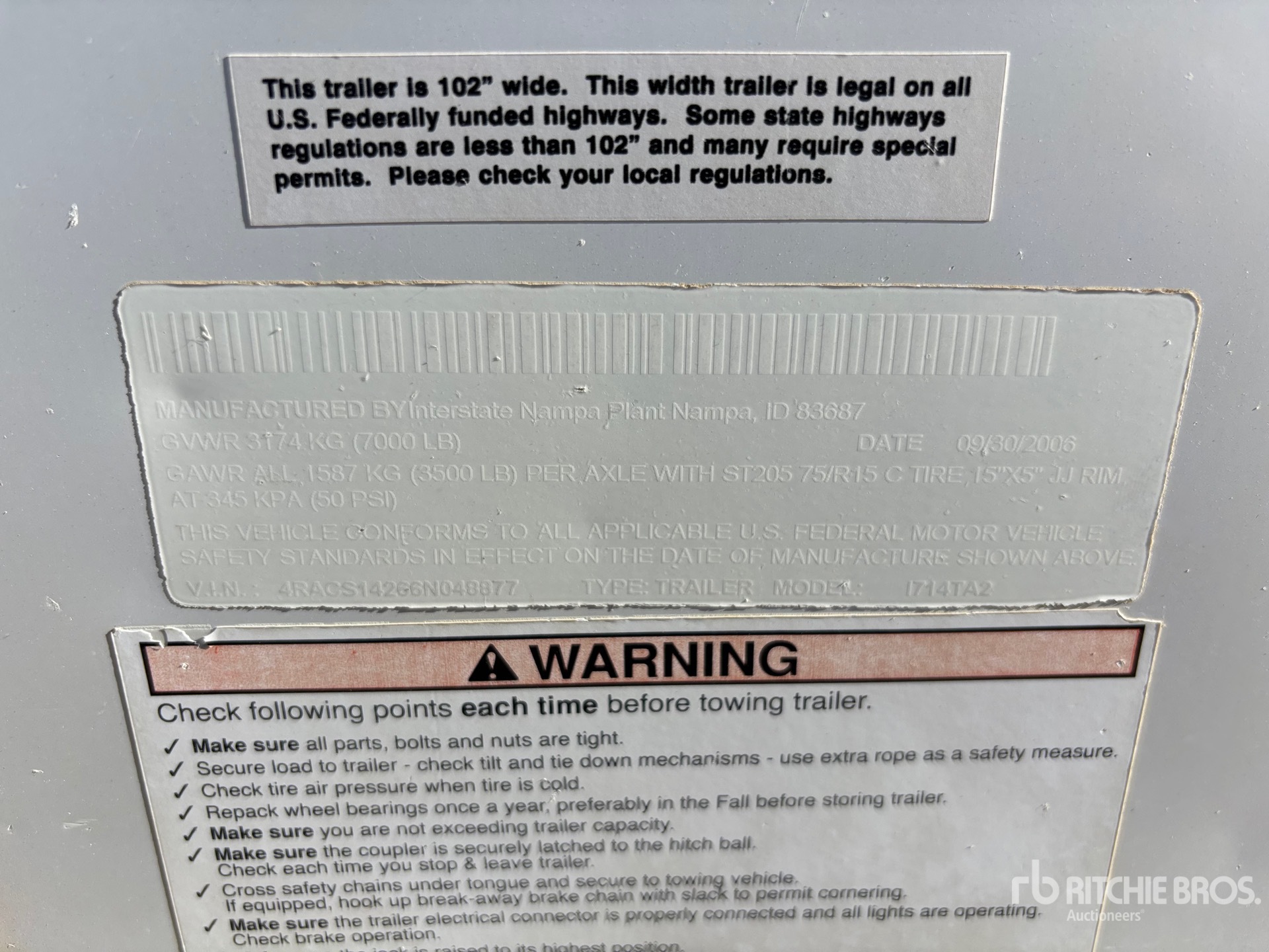 General Appearance with Serial Number / VIN