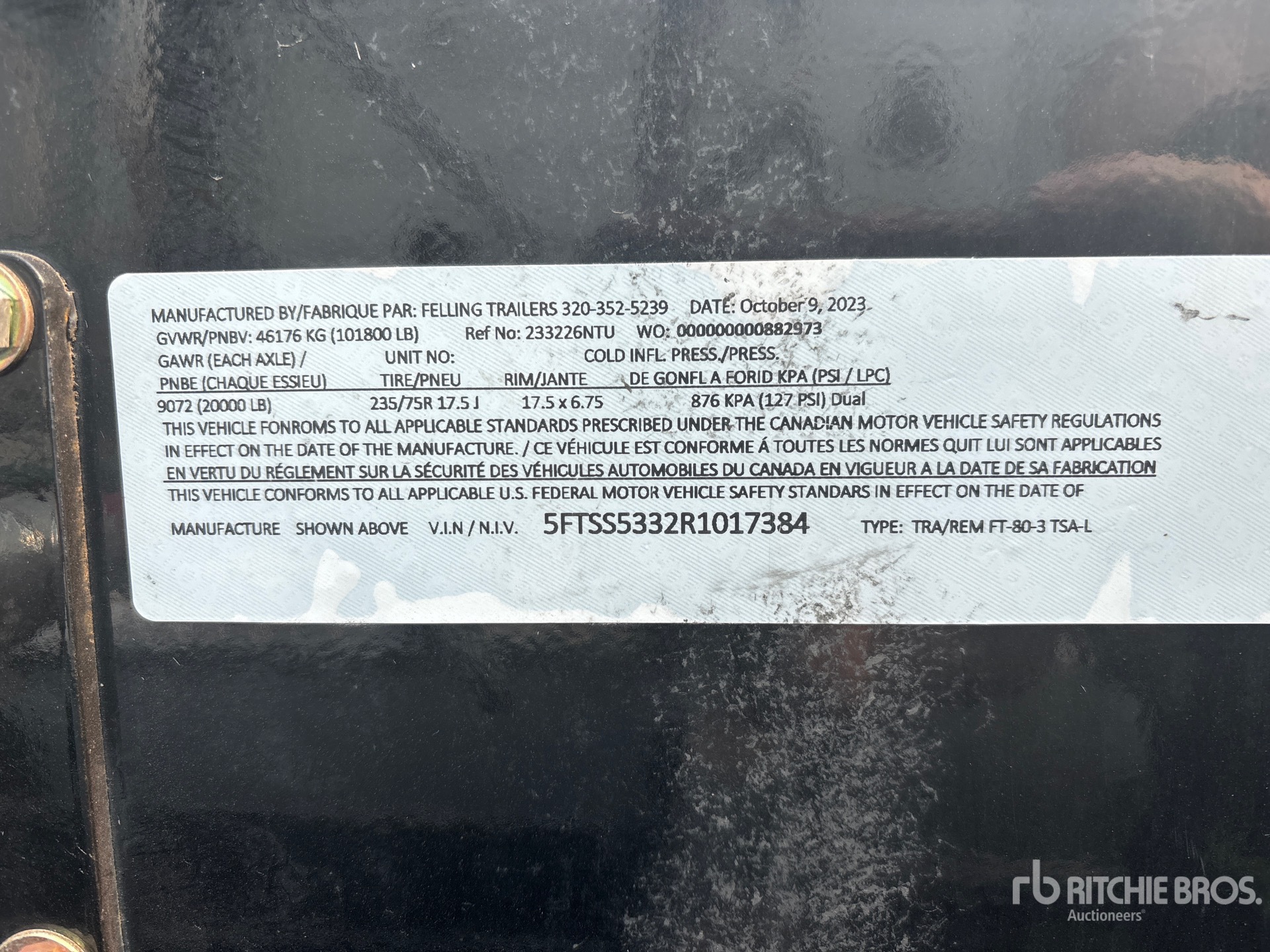 General Appearance with Serial Number / VIN
