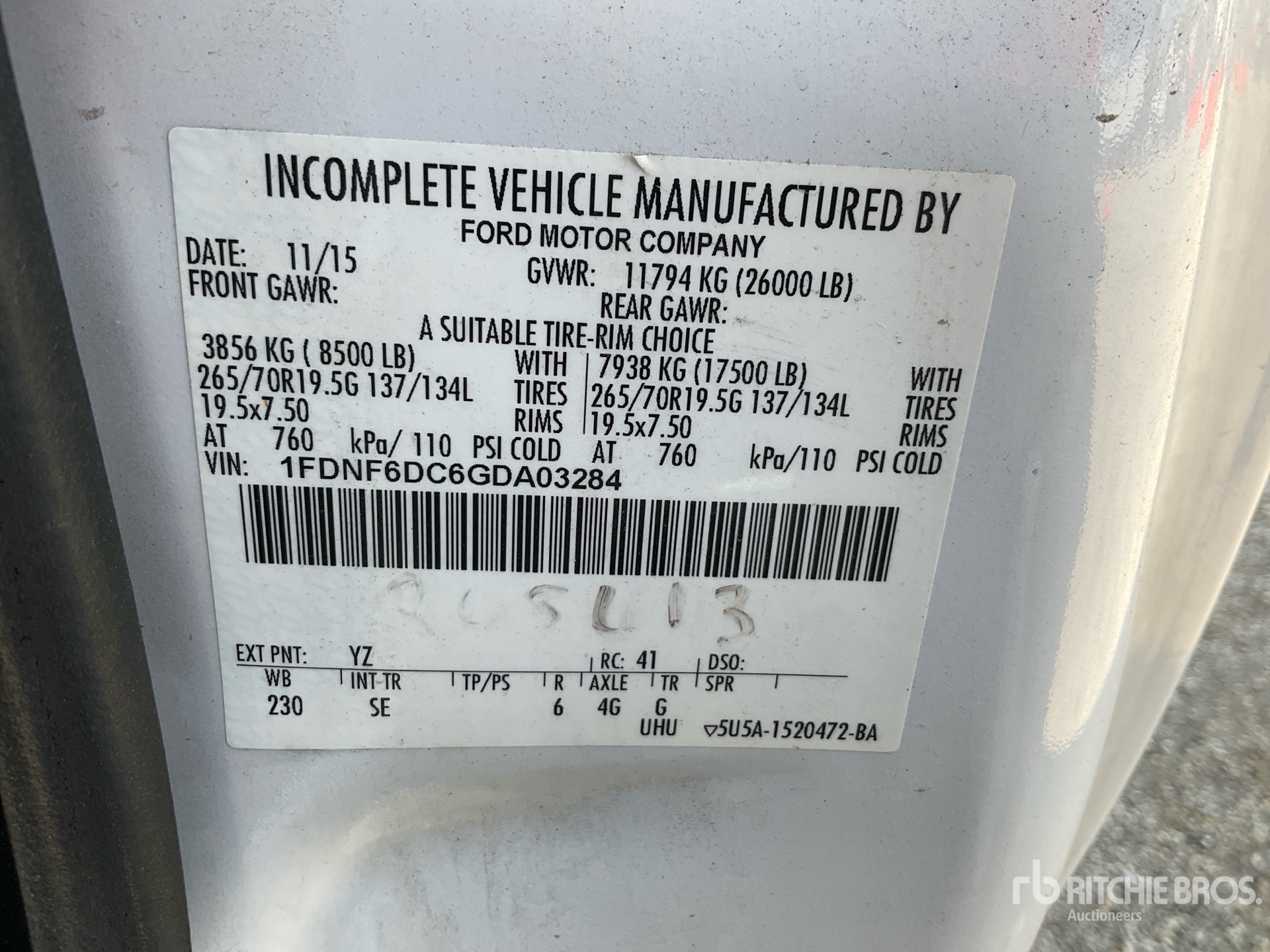 General Appearance with Serial Number / VIN