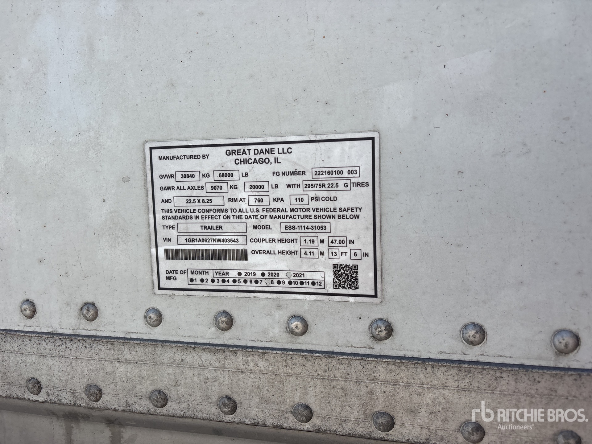 General Appearance with Serial Number / VIN