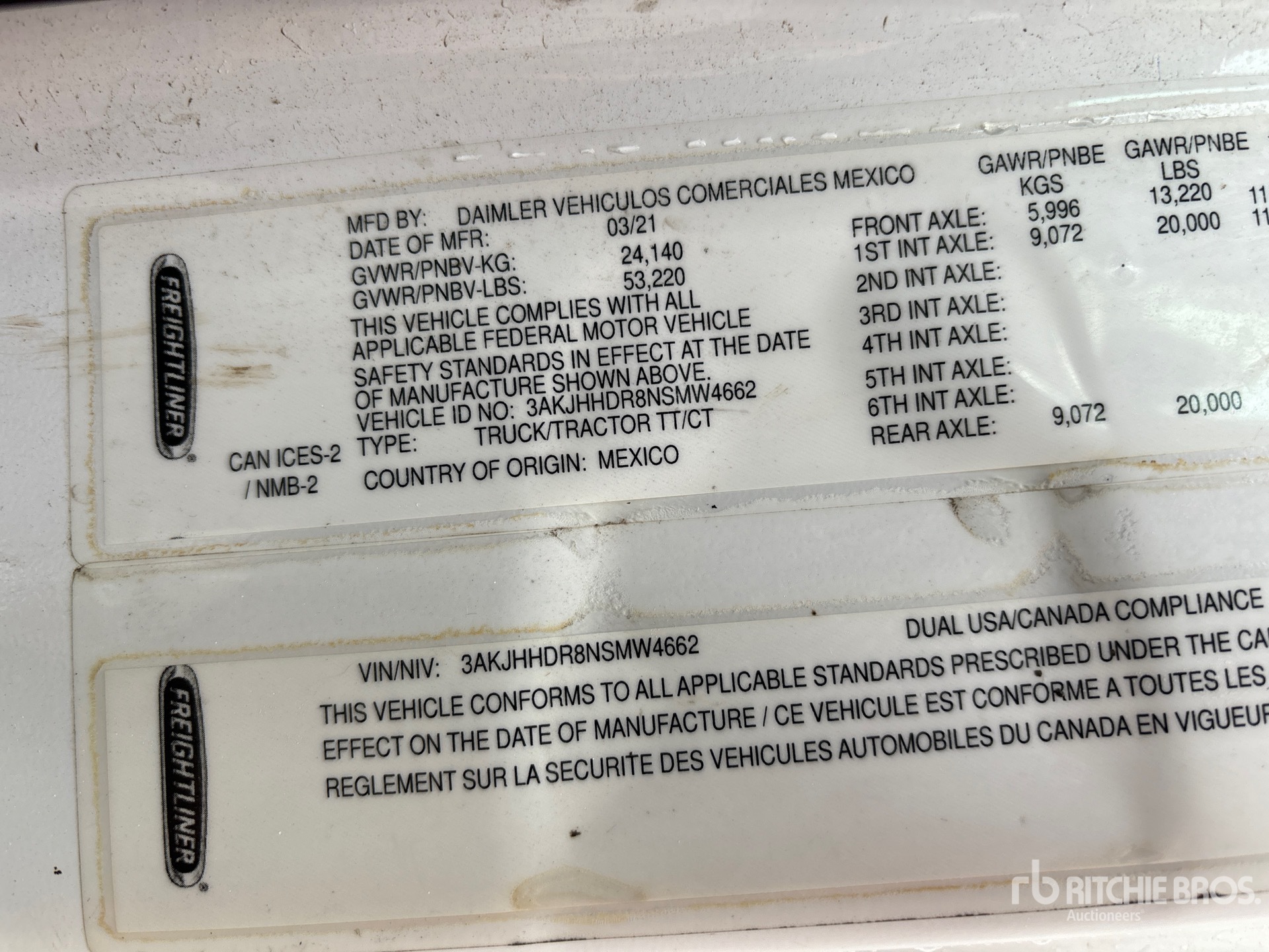 General Appearance with Serial Number / VIN