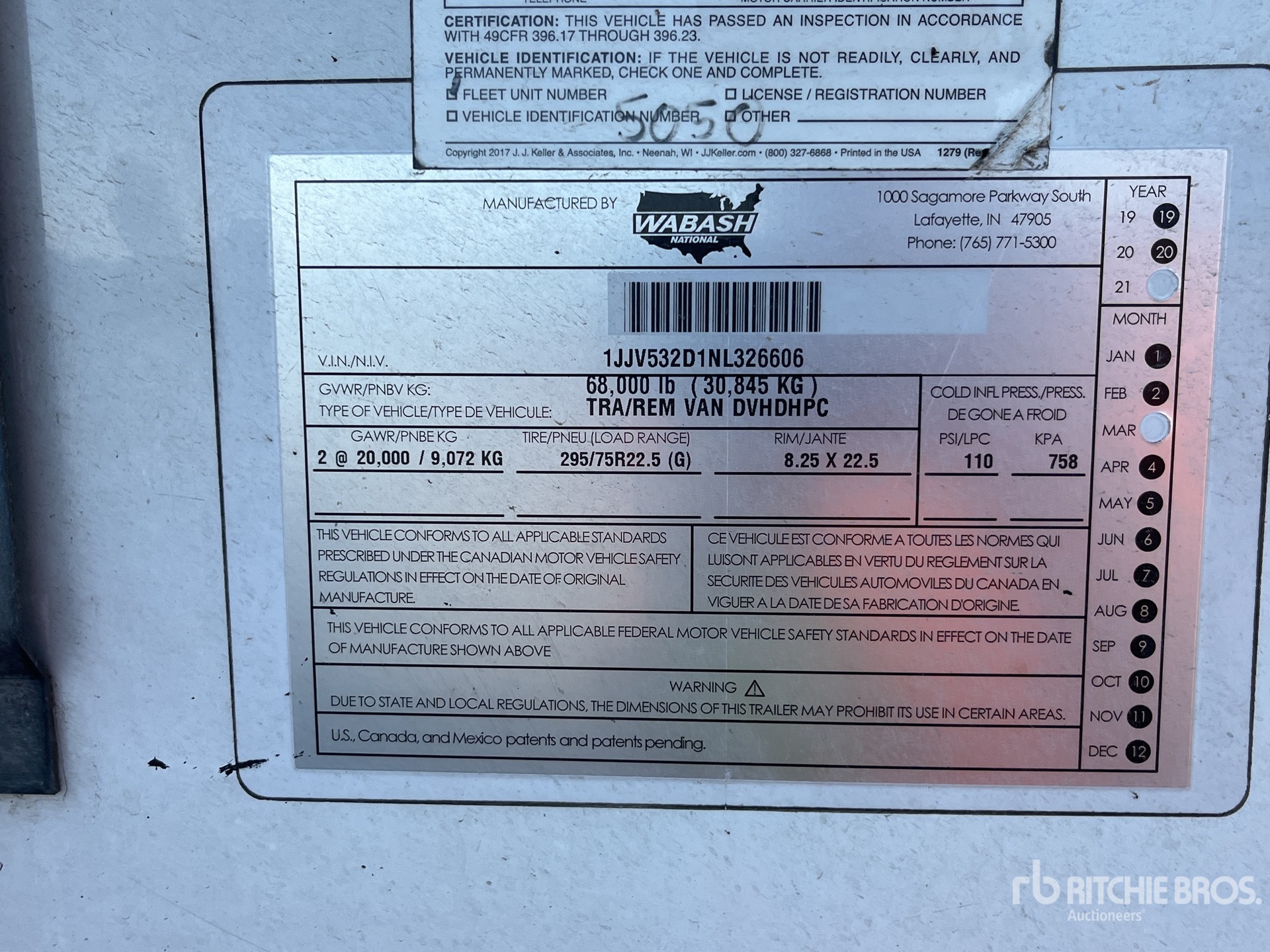 General Appearance with Serial Number / VIN