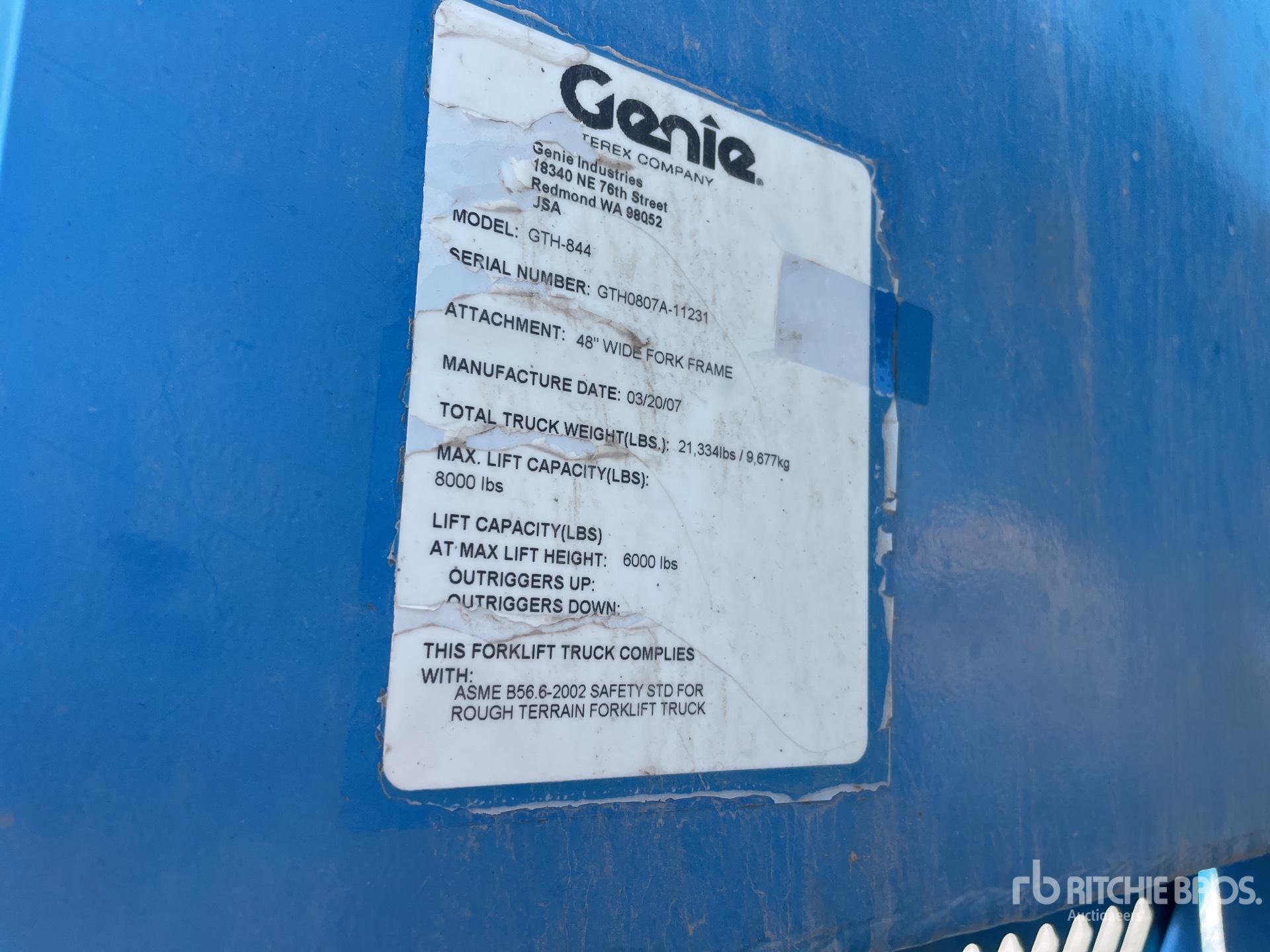 General Appearance with Serial Number / VIN