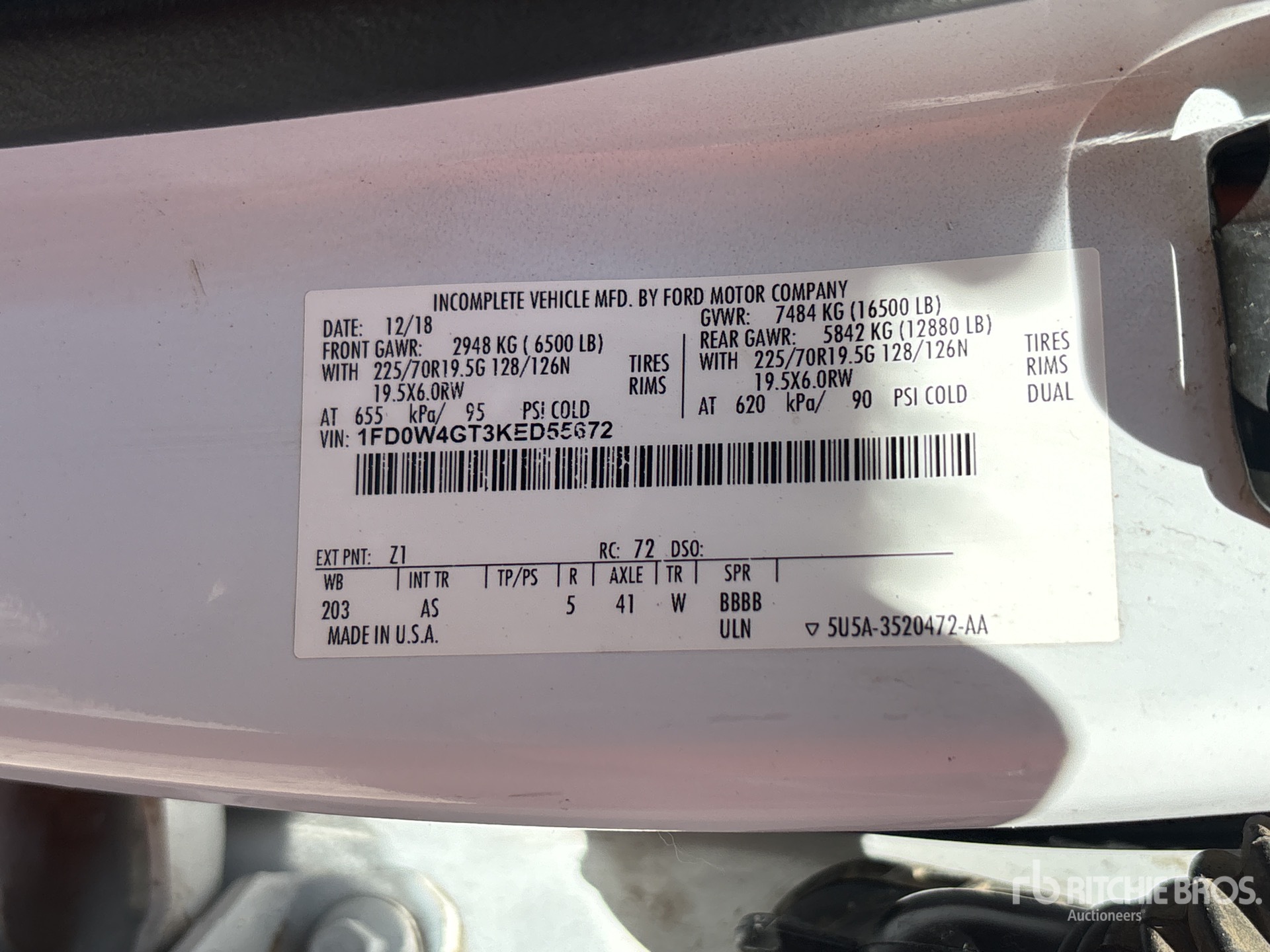 General Appearance with Serial Number / VIN