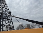Crane Superstructure with Boom Stops