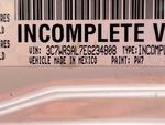 General Appearance with Serial Number / VIN
