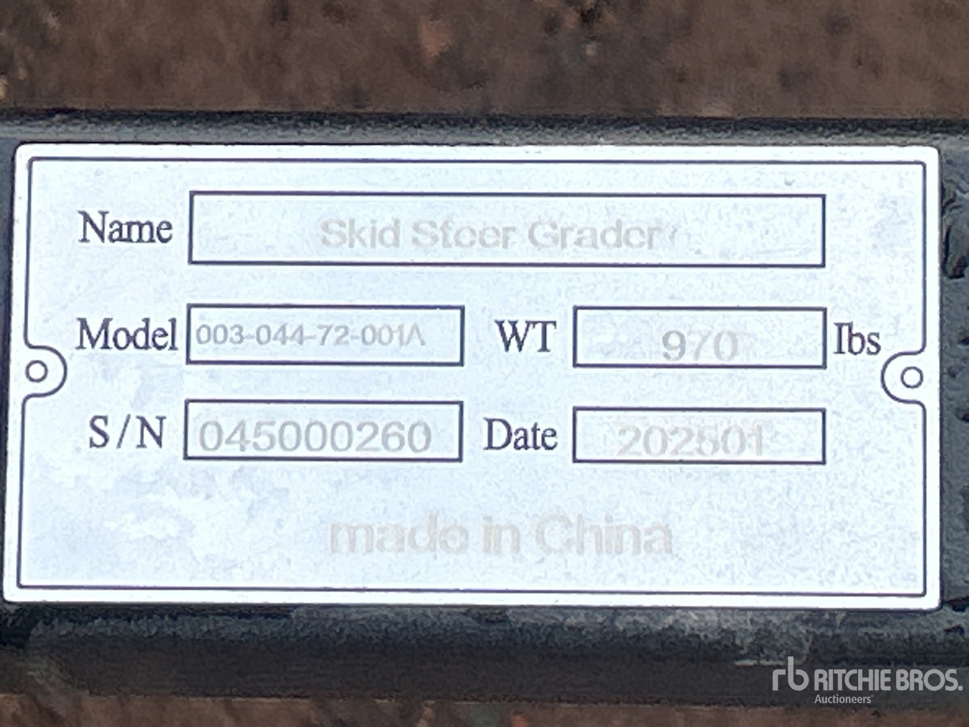 General Appearance with Serial Number / VIN