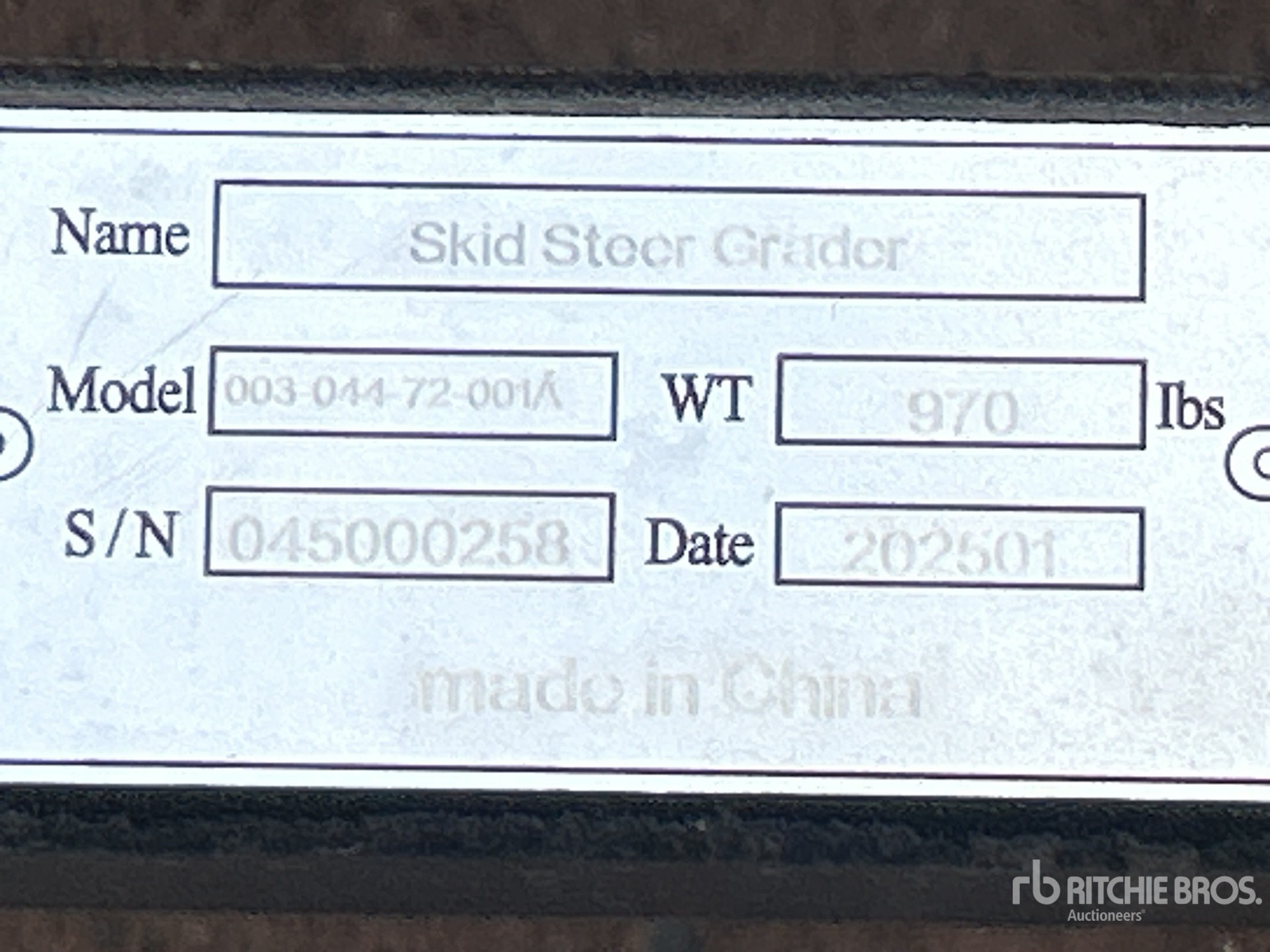 General Appearance with Serial Number / VIN